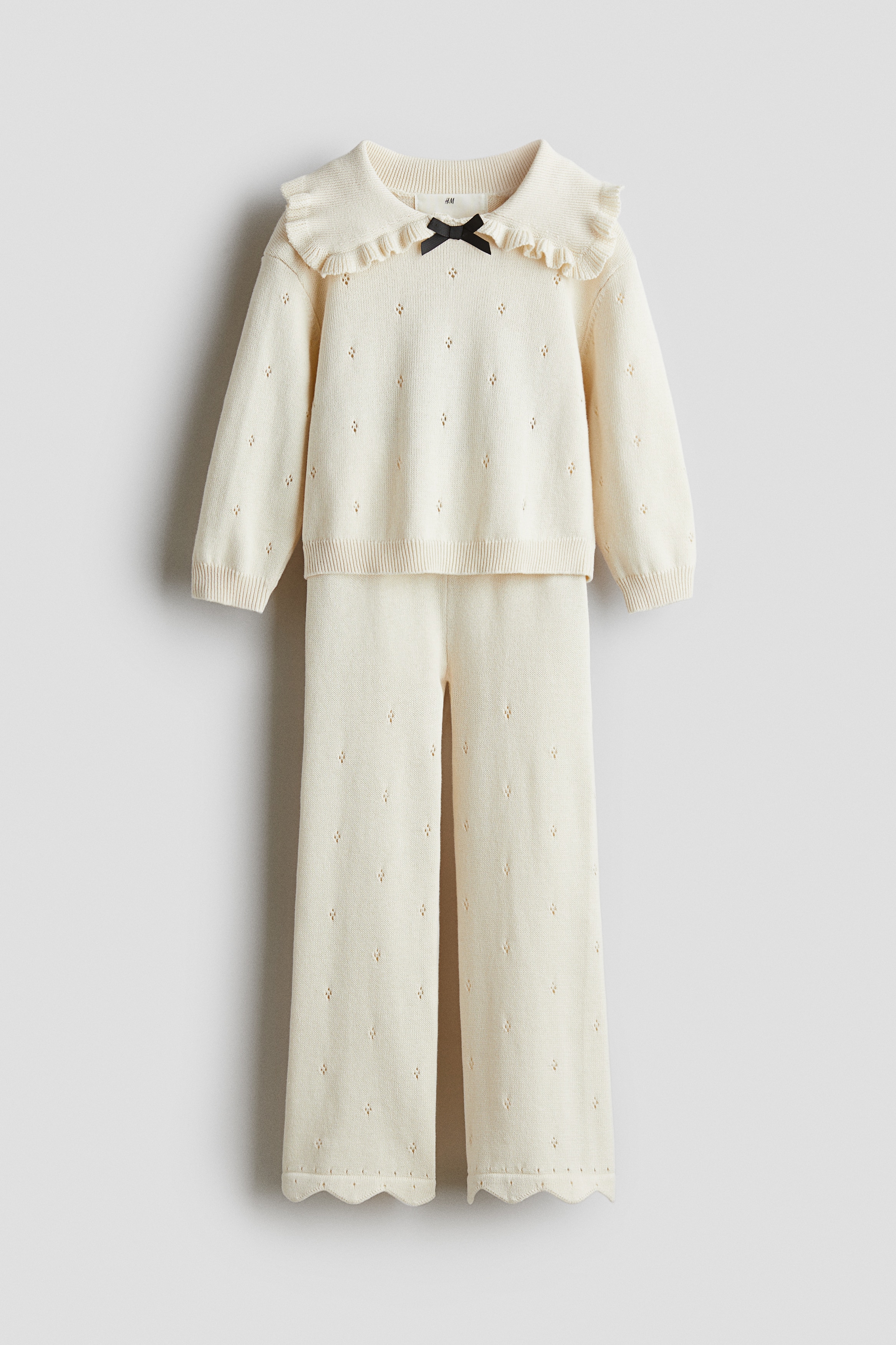 H & M - ポインテルニット2アイテムセット - ベージュ