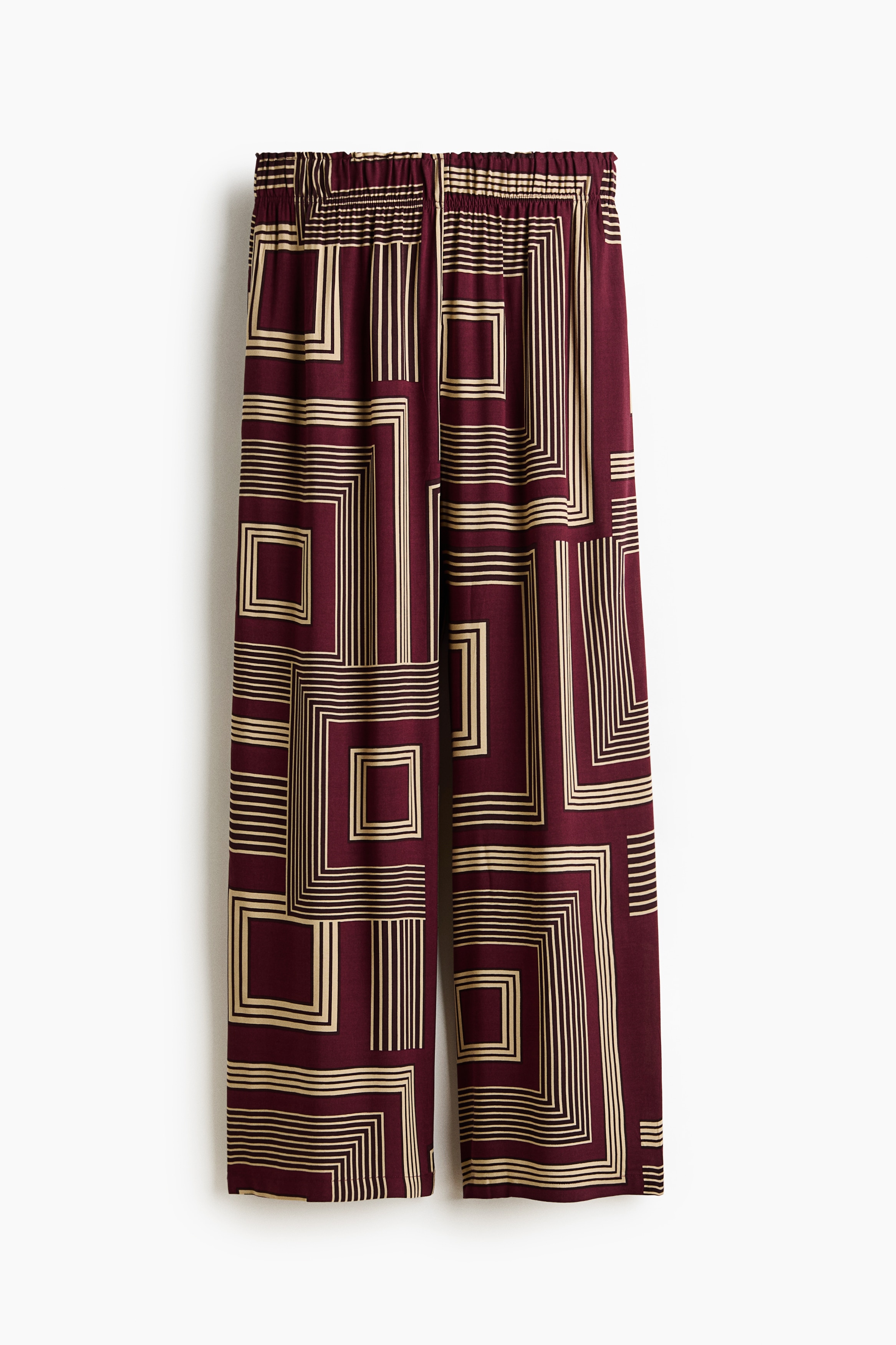 Viscose Pull-On Pants - Plum red/patterned/Black/patterned/Beige