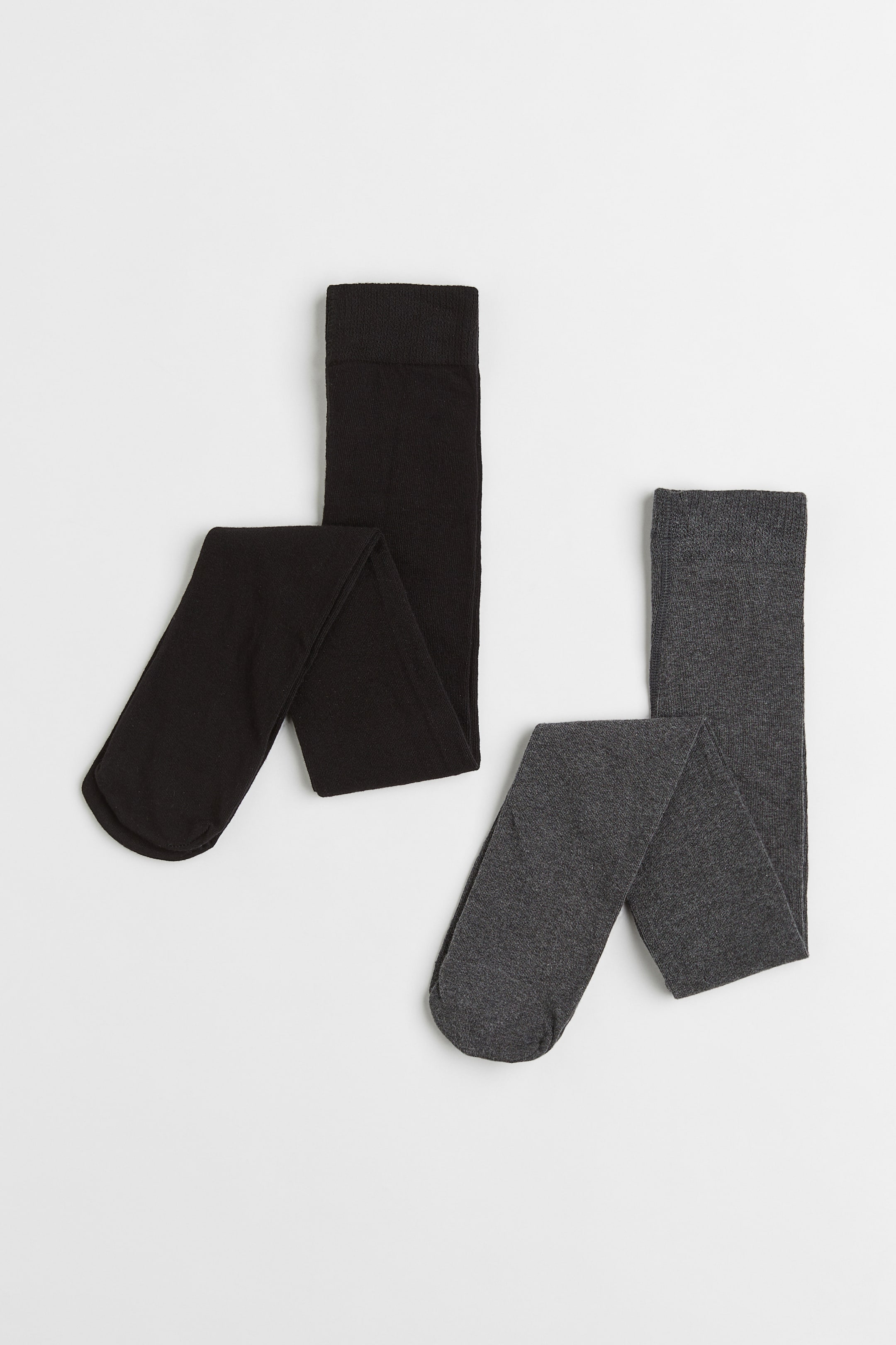 הצגת תמונה גדולה יותר: מארז 2 גרבוני סריג דק - Black/Dark grey marl - Kids | H&M IL 1