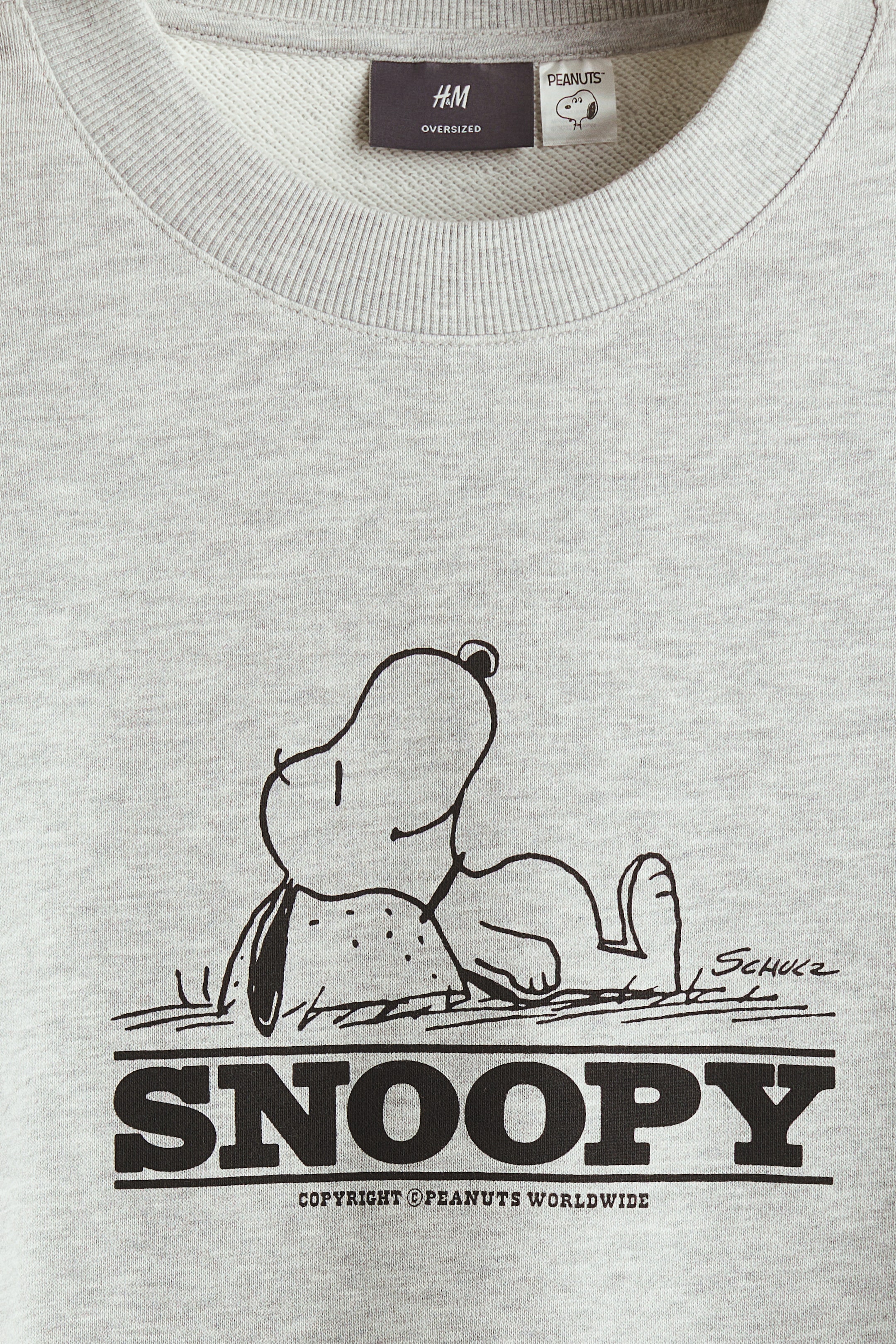 View larger image: Oversized Fit Printed sweatshirt - Grey marl/Snoopy - Men | H&M IN 6