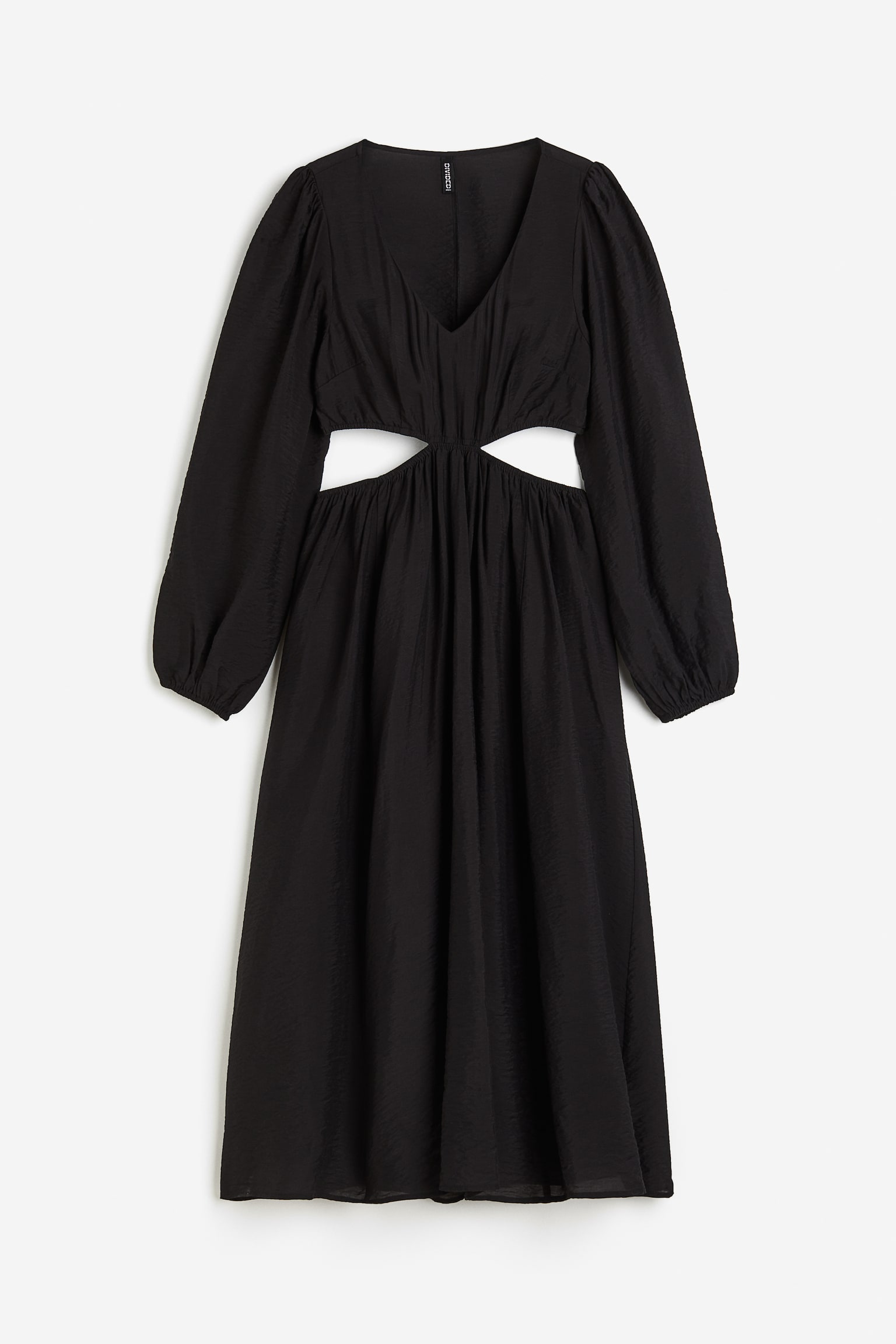 Balloon-sleeved cut-out dress - Black - 1