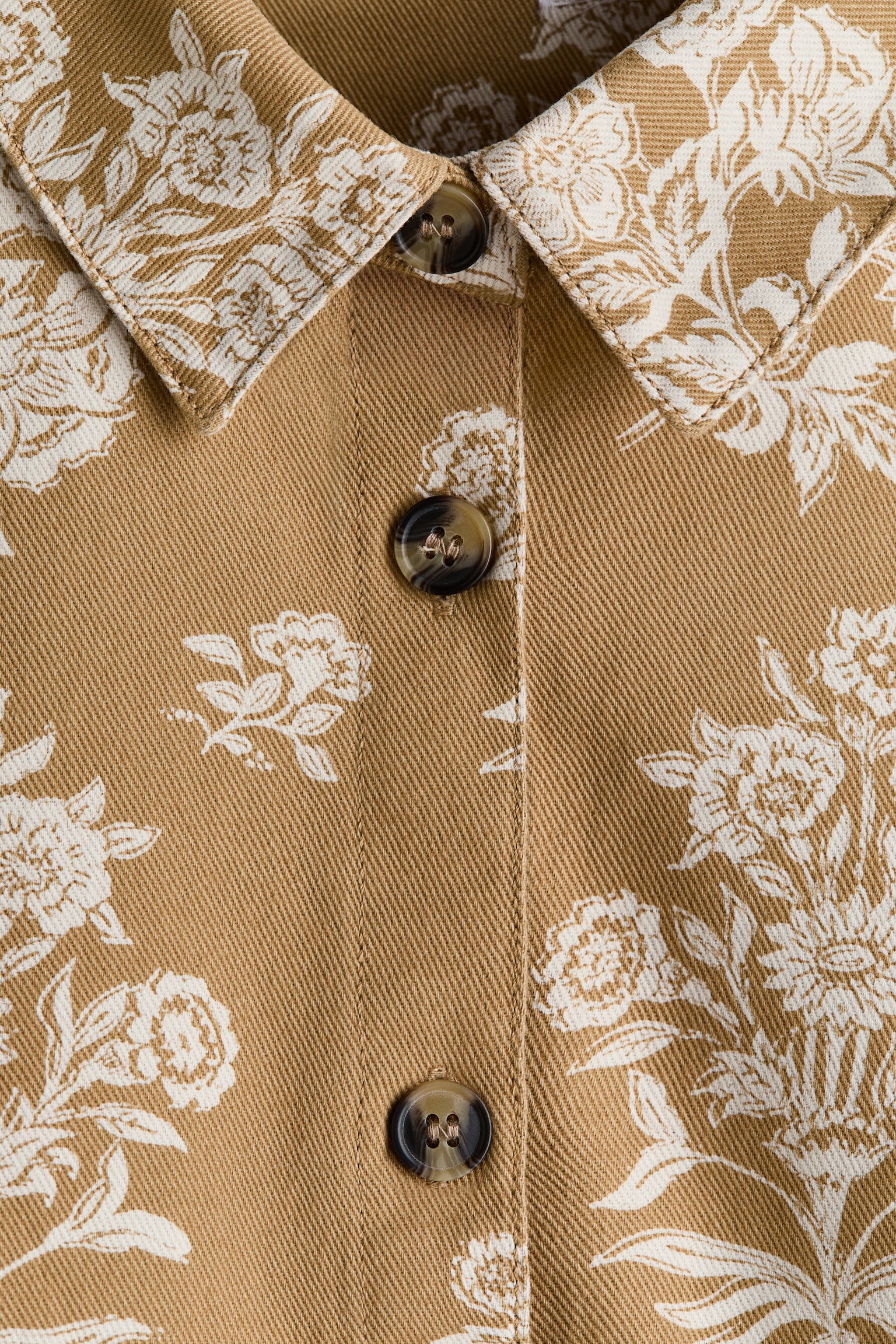 Cotton twill utility shirt - Beige/Floral - 3