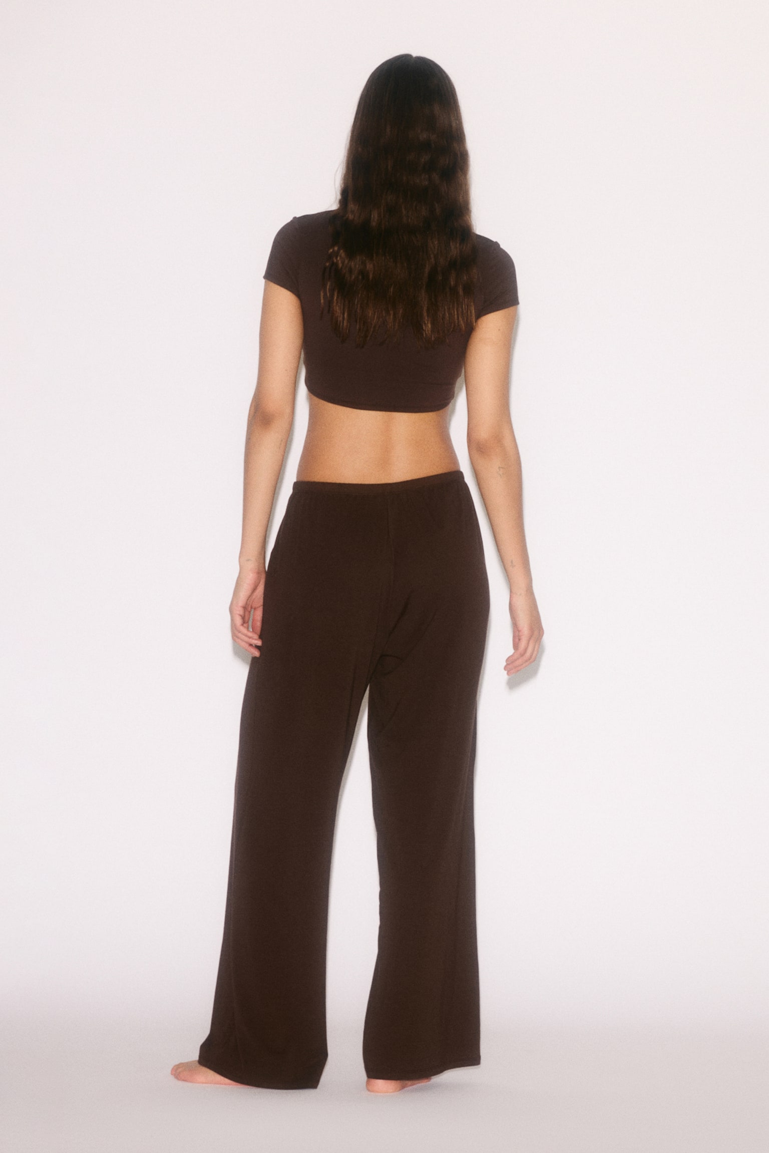 מכנסי יוגה רחבים Relaxed Fit - חום חם - 4