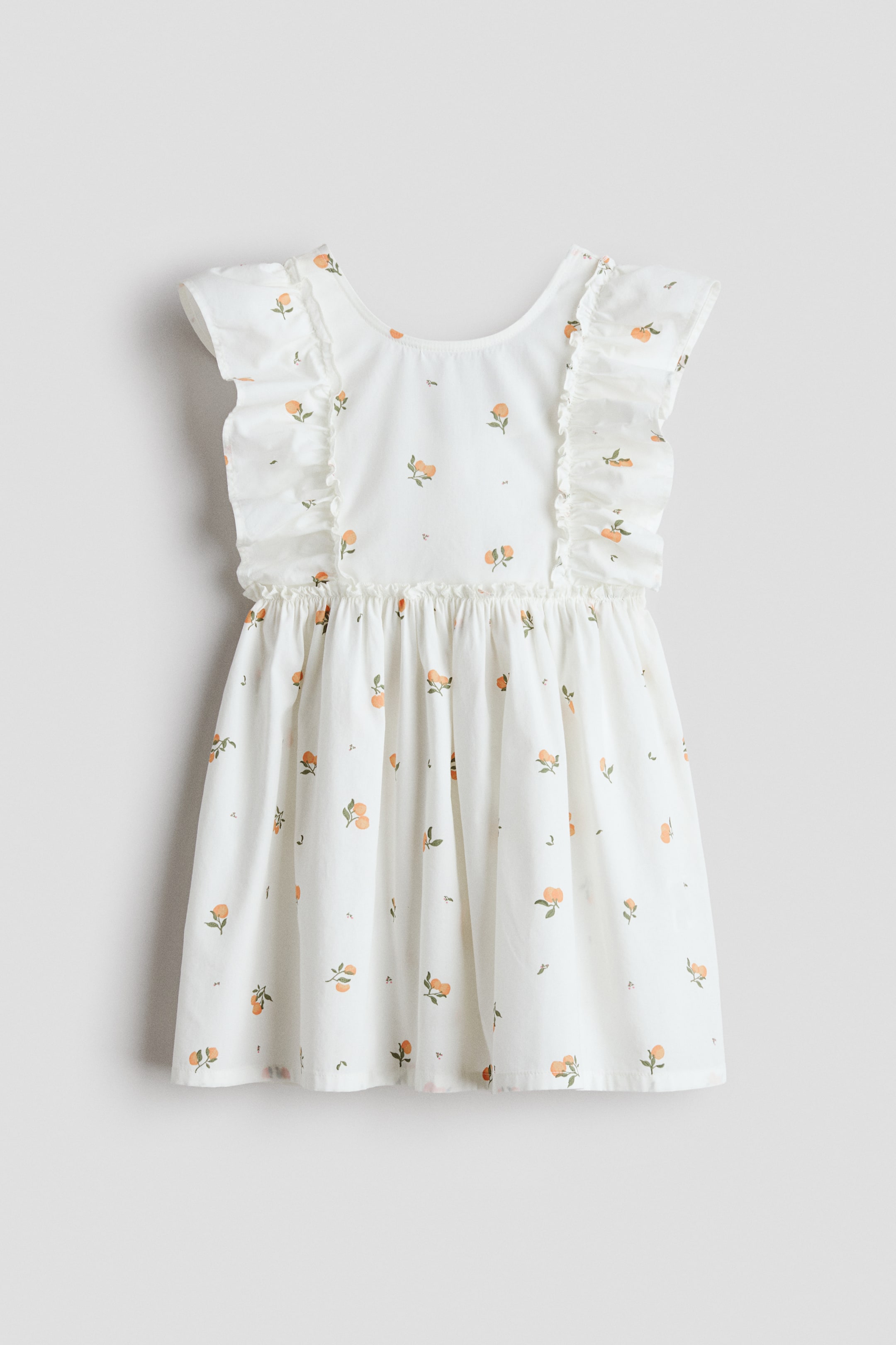 Vezi imaginea mai mare: Rochie de bumbac cu imprimeu - Alb/piersici - COPII | H&M RO 1