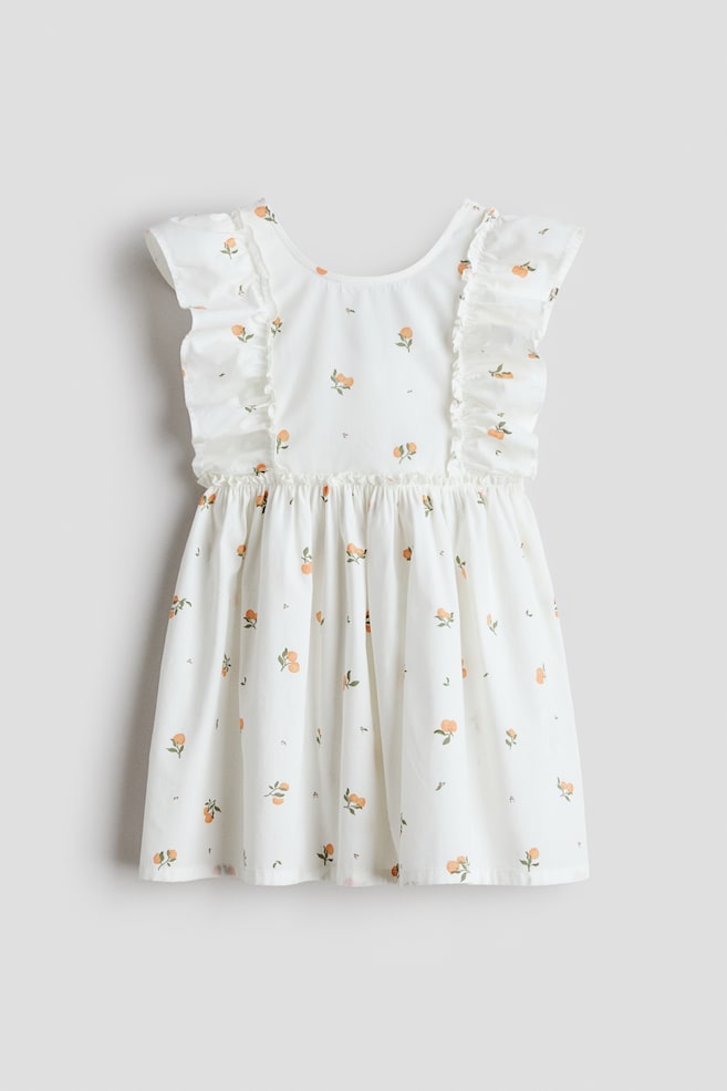 Printed cotton dress - White/Peaches - 1