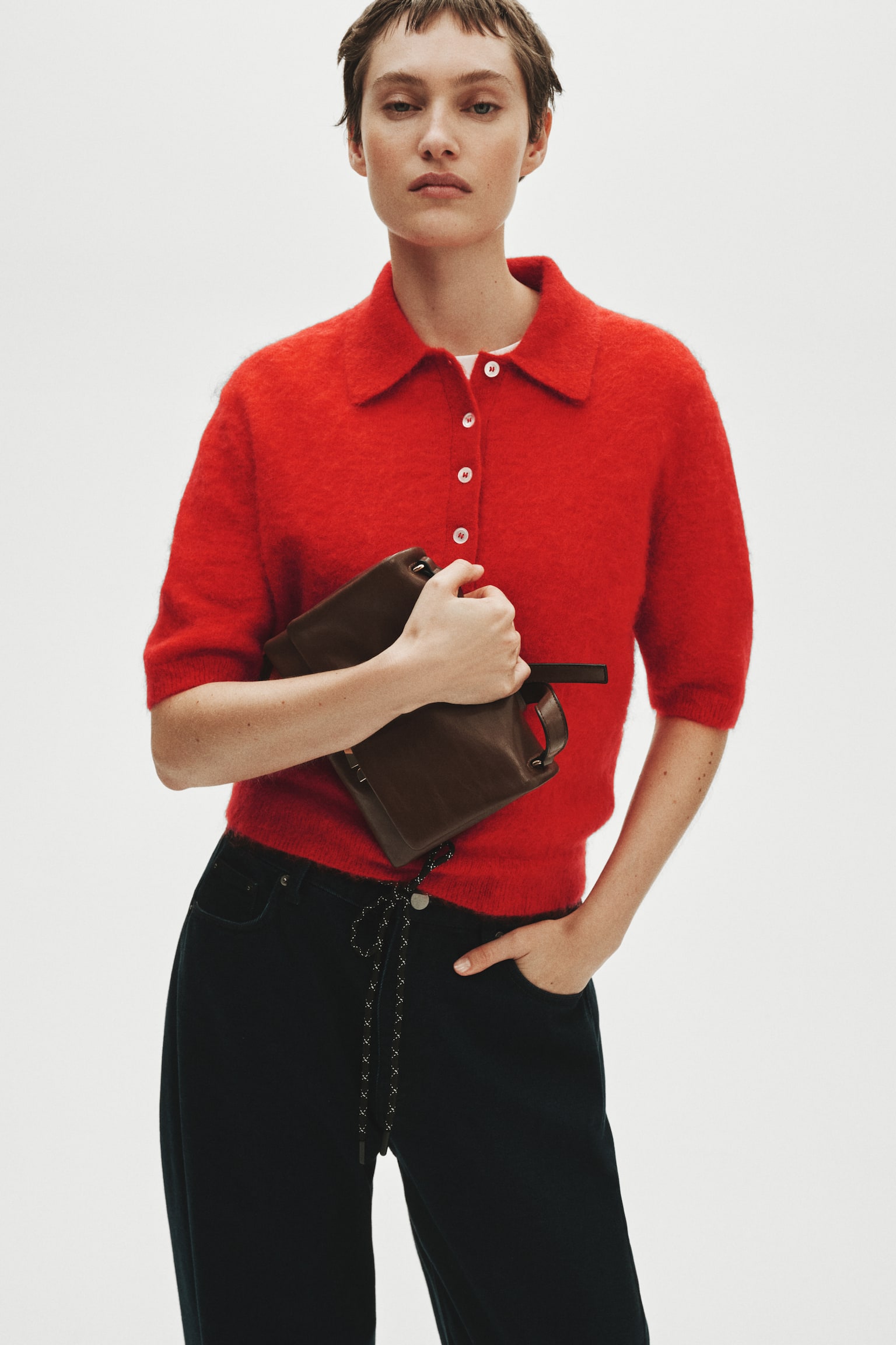 Mohair-blend polo shirt - Red - 6