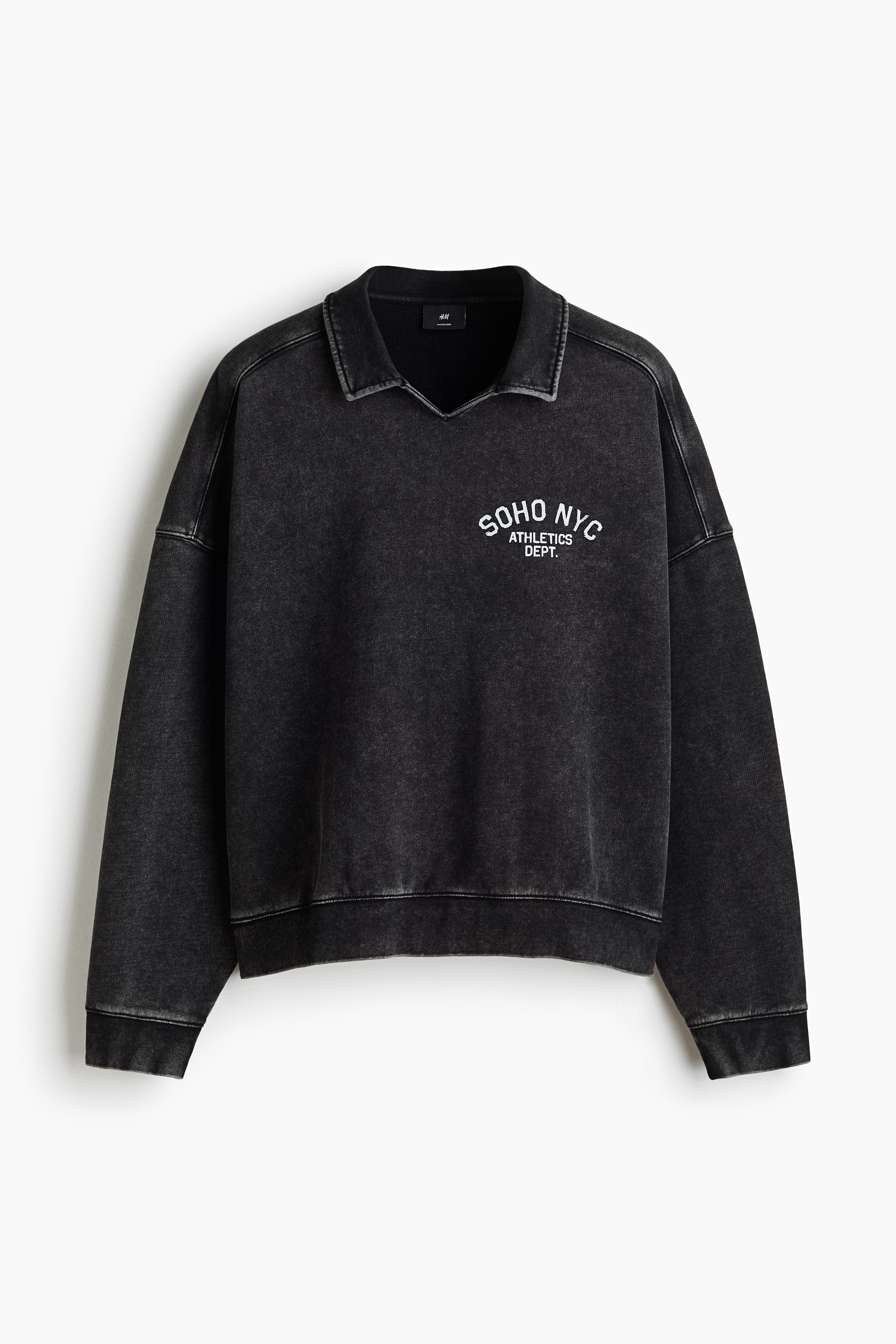 Rugby-Sweatshirt in Oversized Fit - Ausgewaschenes Schwarz/SohoNYC/Hellblau/Soho NYC
