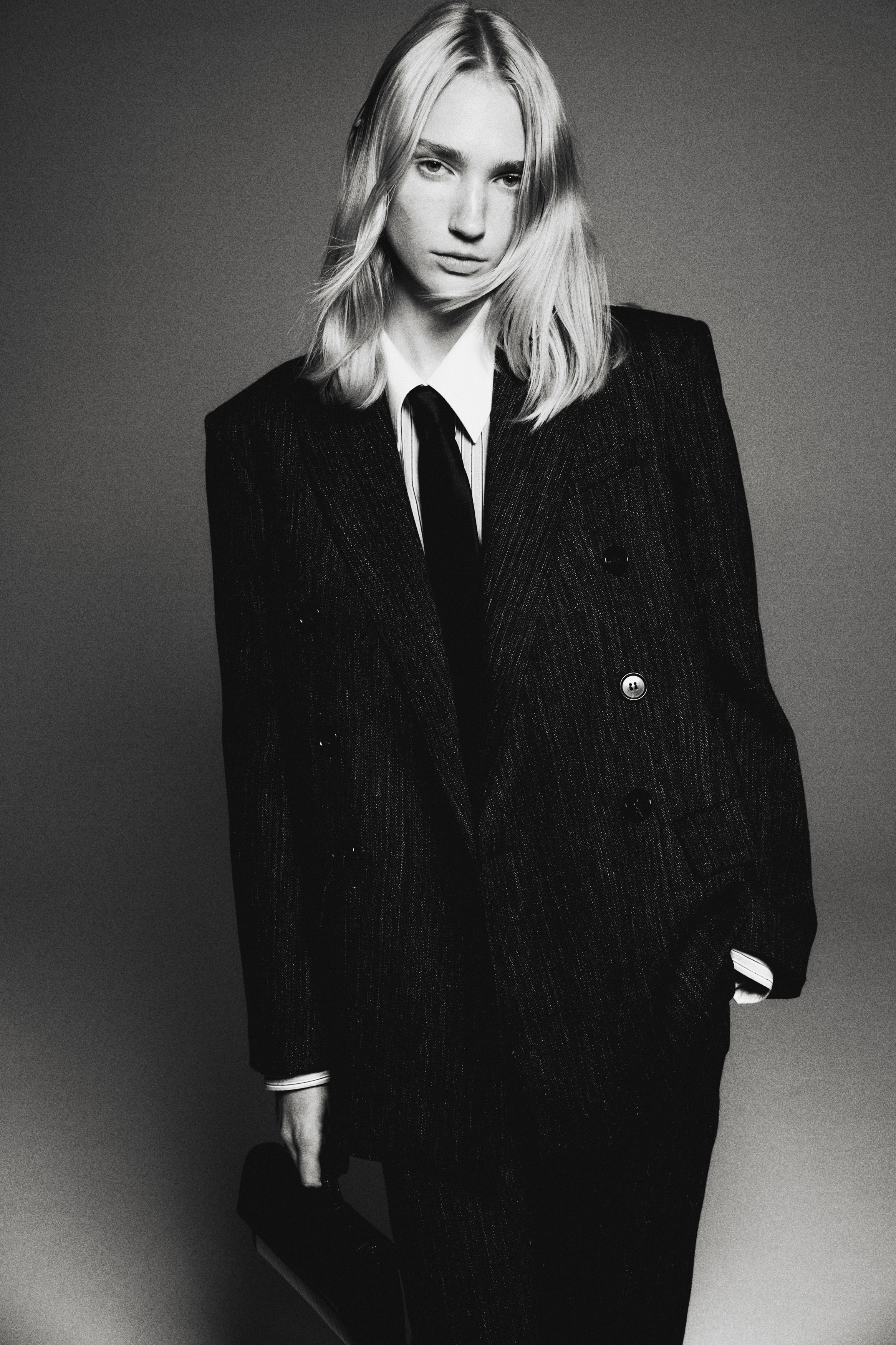 Double-breasted wool-blend blazer