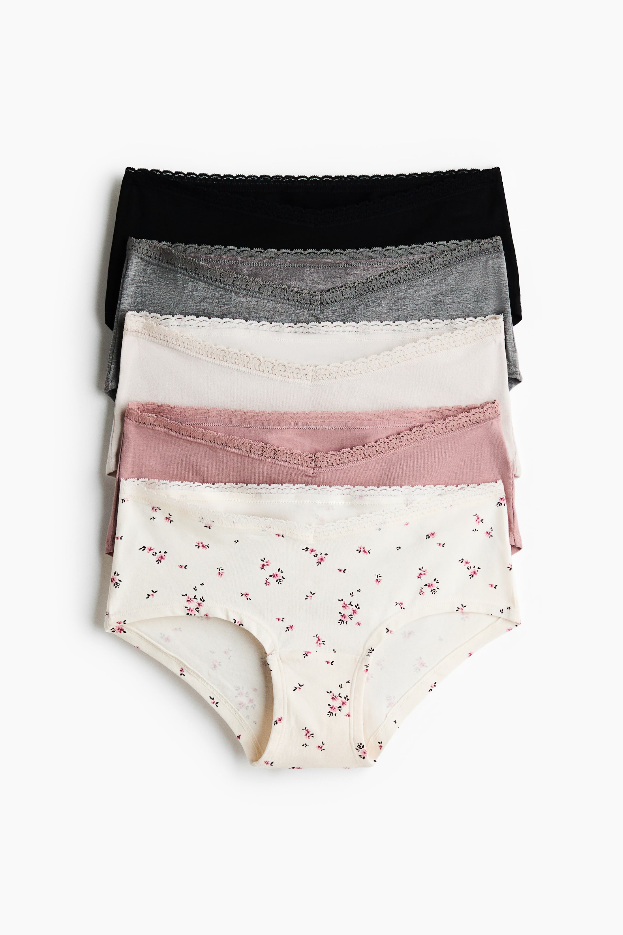 View larger image: MAMA 5-pack hipster briefs - Grey marl/Cream floral - Ladies | H&M 1