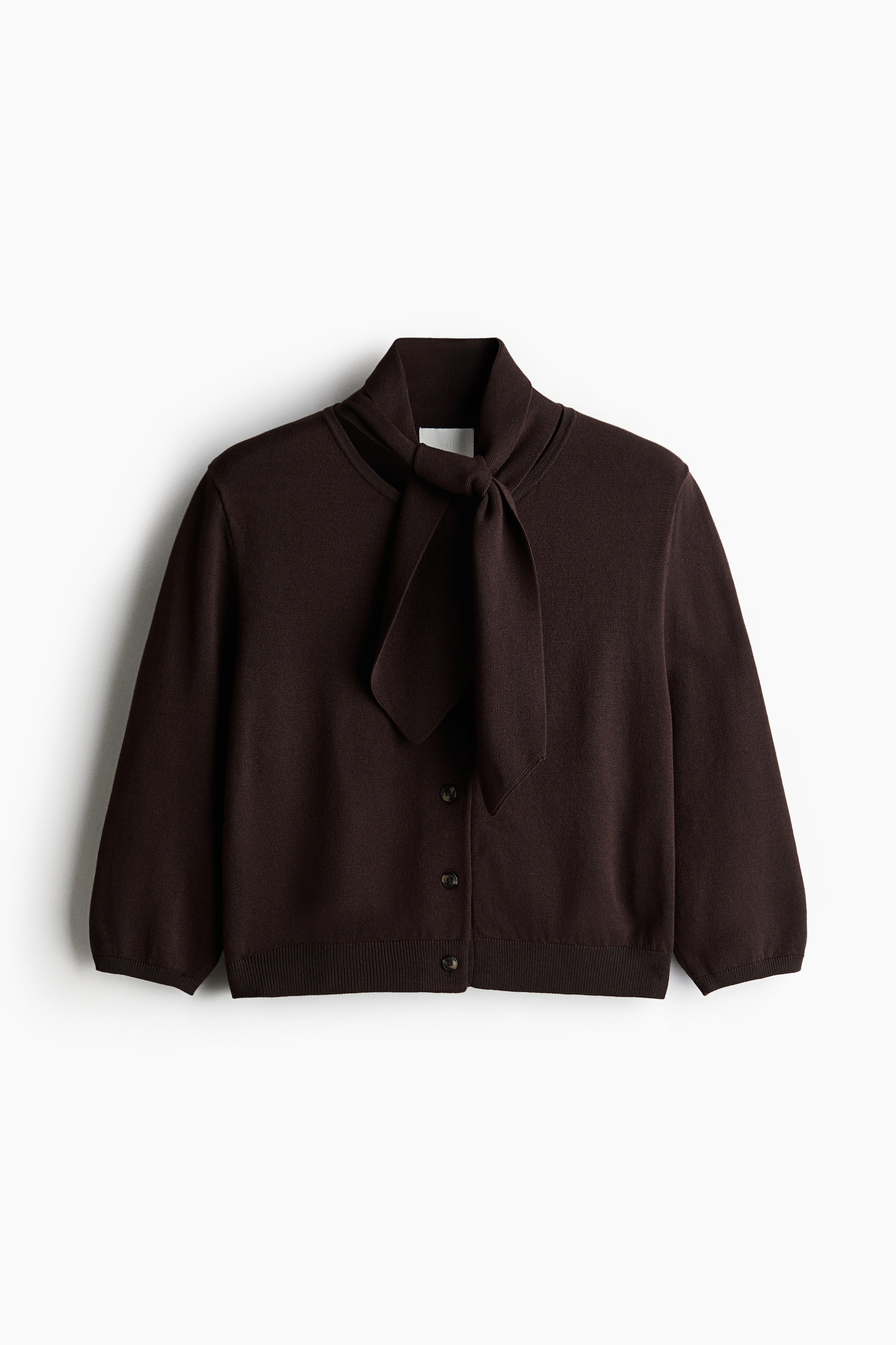 View larger image: Scarf-collar cardigan - Dark brown - Ladies | H&M IN 3