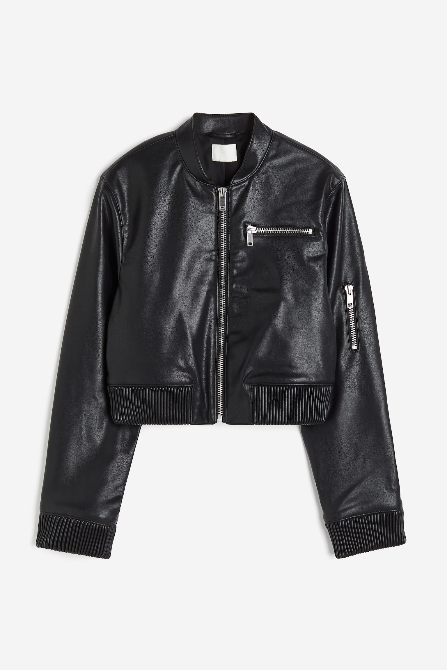 Coated Bomber Jacket - Black - 2