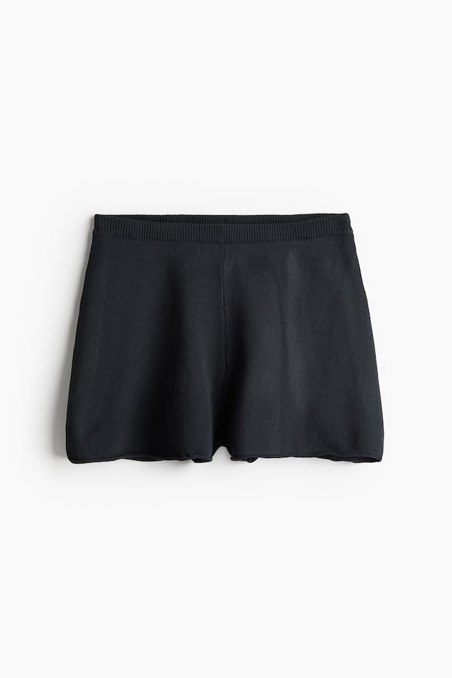 Gestrickte Shorts - Softschwarz/Cremefarben/Taubenblau/Helles Khakigrün - 1