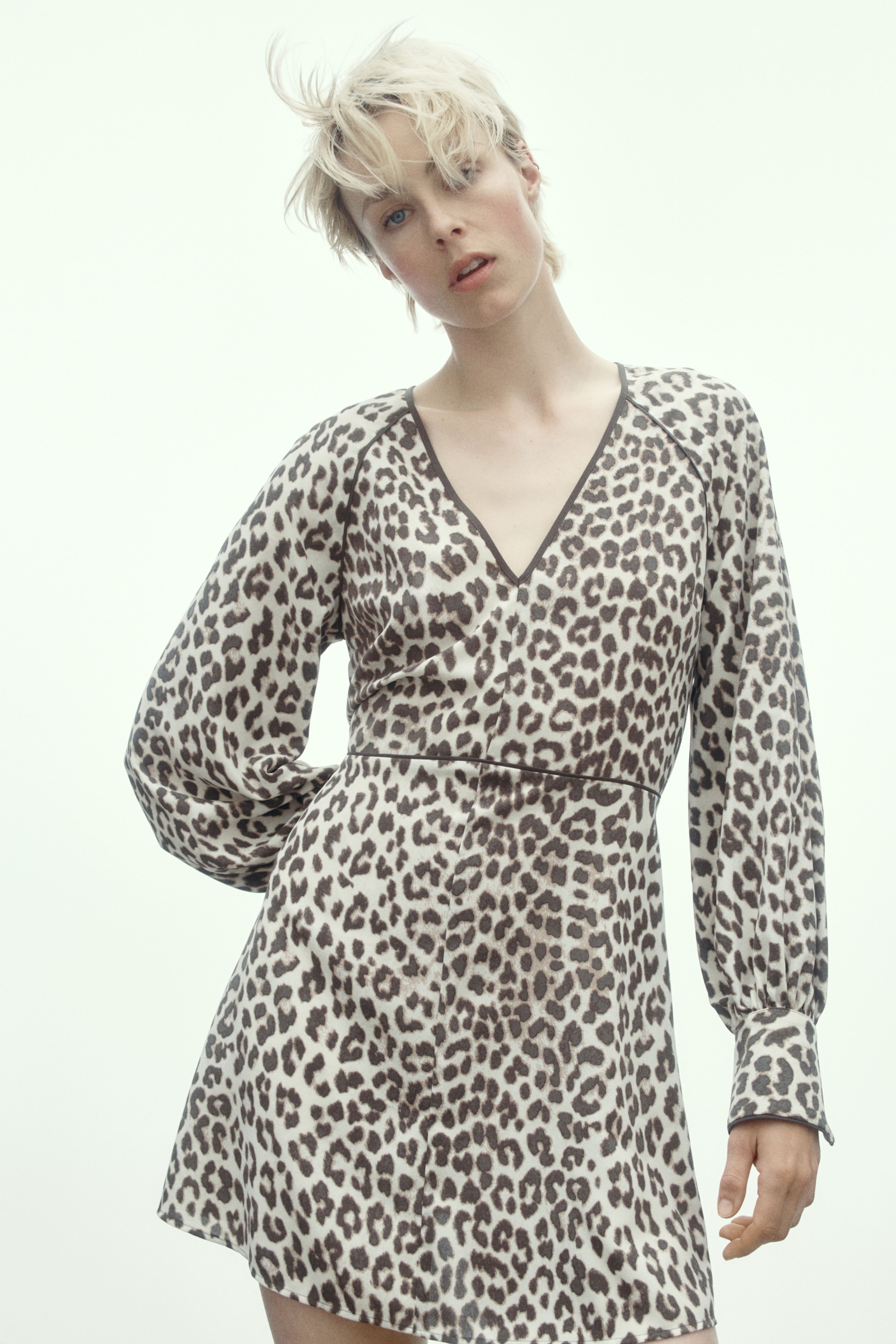 H&m leopard pleated dress hotsell