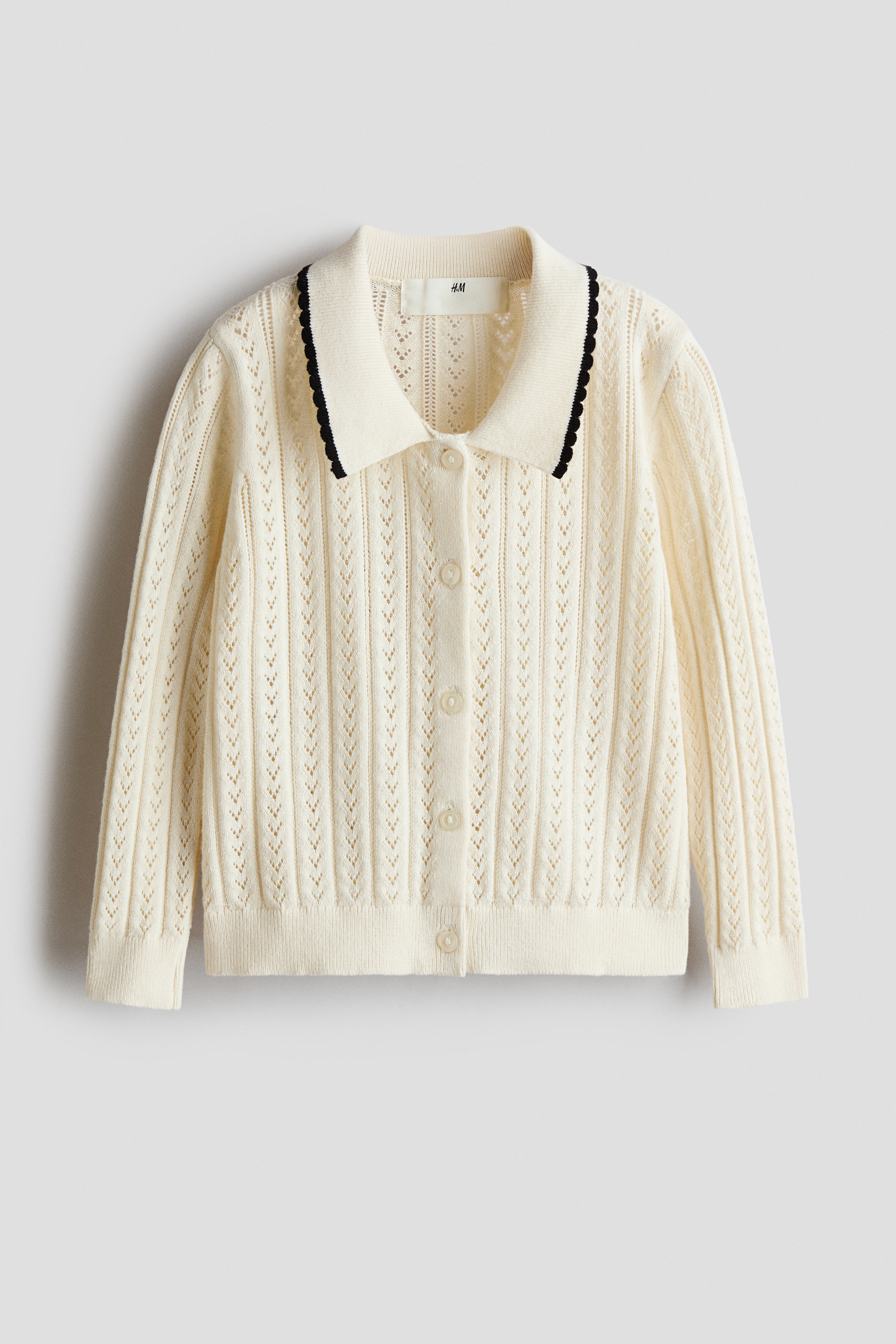 Áo cardigan dệt kim đục lỗ - Màu be nhạt/Màu tím nhạt/Màu xanh dương đậm