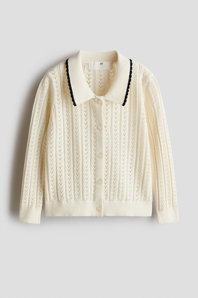 Pointelle-knit cardigan - Light beige/Light purple/Dark blue/Black - 1
