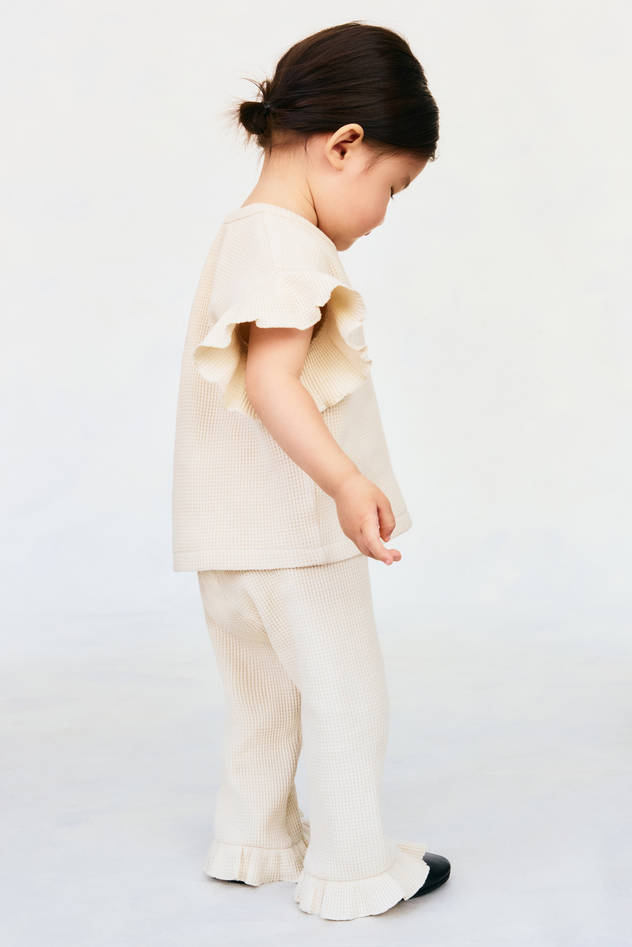 Ver imagem maior: Conjunto de 2 peças em algodão aos favos - Bege claro - CRIANÇA | H&M PT 2