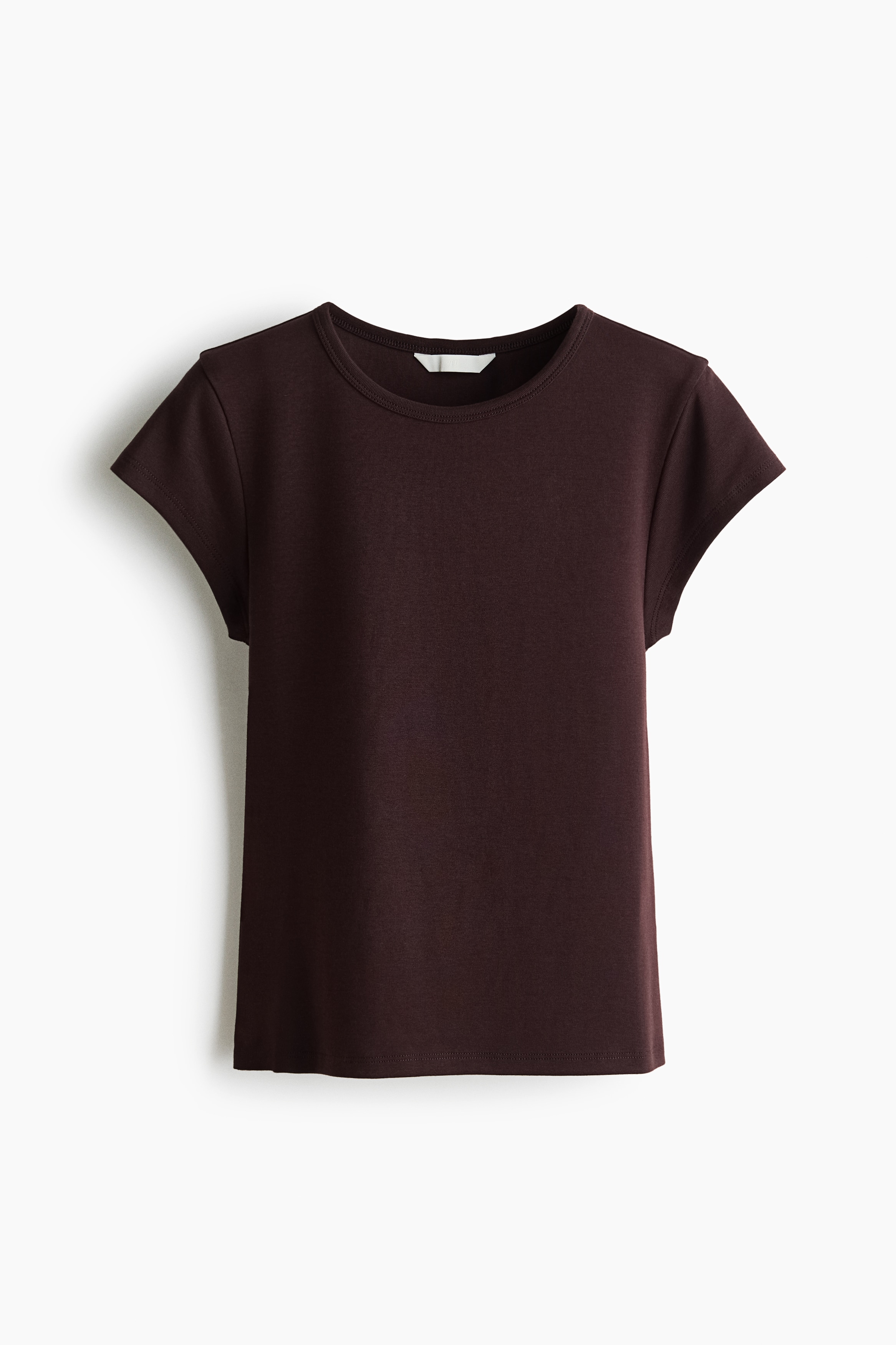 Fitted cotton T-shirt - Dark brown/Light beige/Light khaki green
