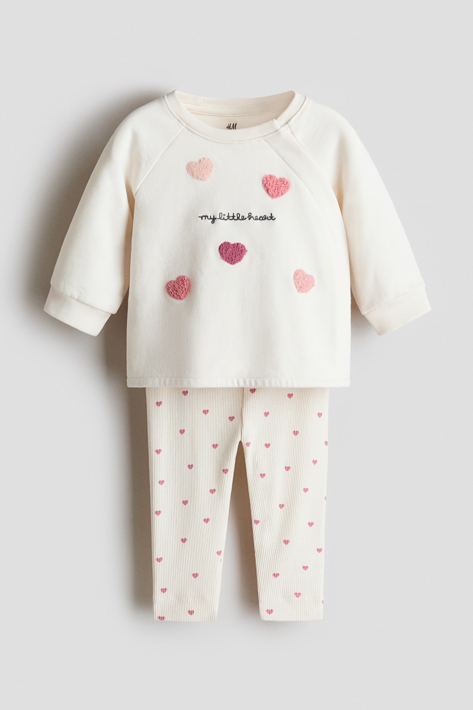 2-piece cotton set - White/My Little Heart/Light beige/Hello/Cream/Puppies/Cream/Hello/Cream/Grow Together/Light turquoise/Hello!/Natural white/Striped/Light beige/Love