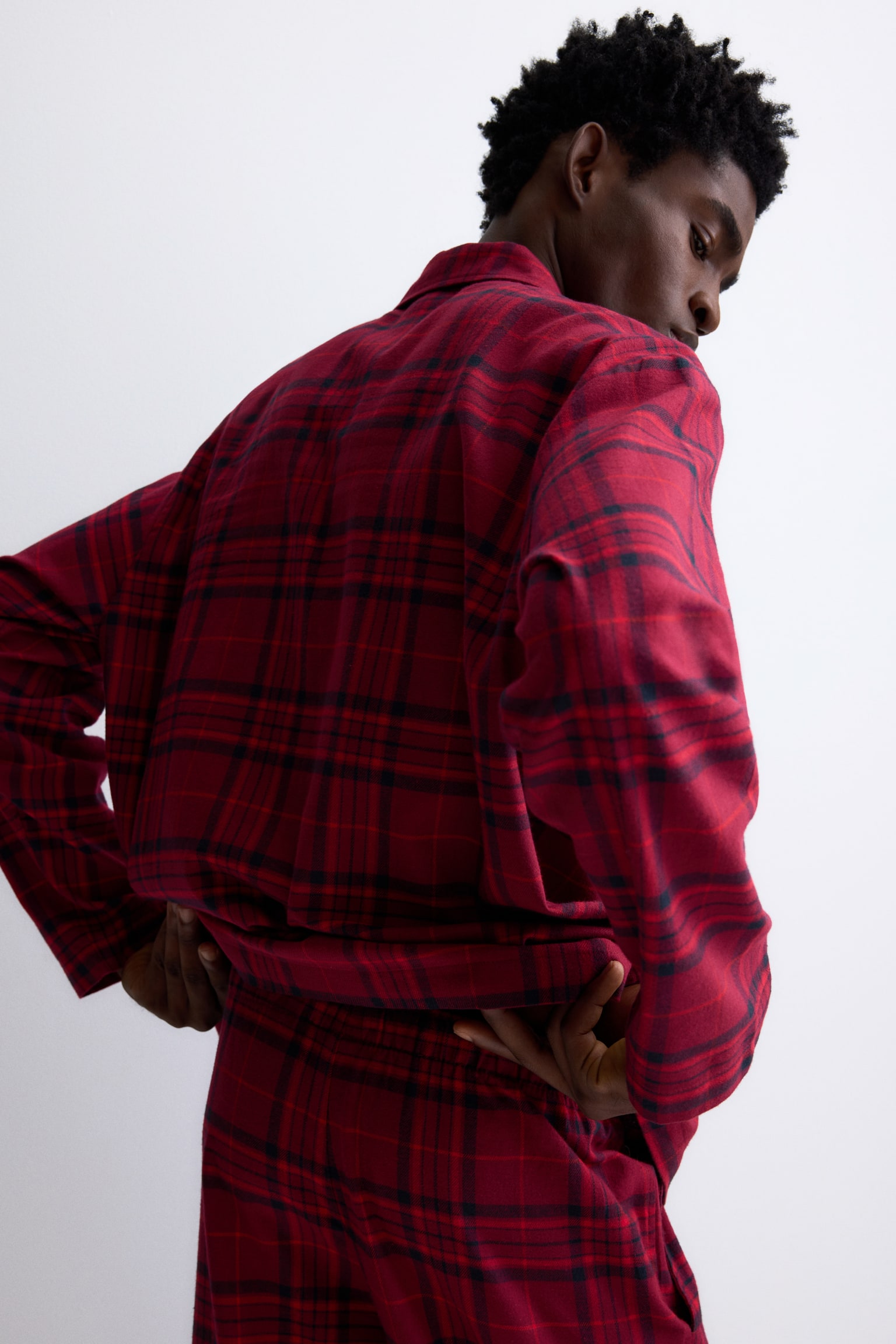 Flannel pyjama shirt and bottoms - Red/Checked/Dark blue/Checked/Dark blue/Checked - 8