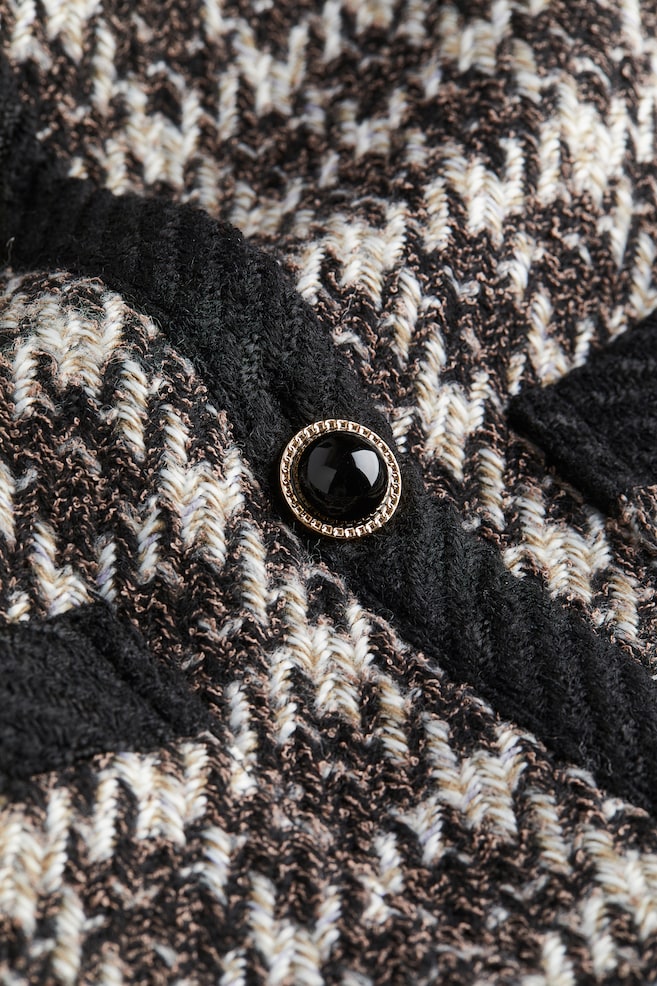 Textured-weave jacket - Black/Dogtooth-patterned/Beige marl - 4