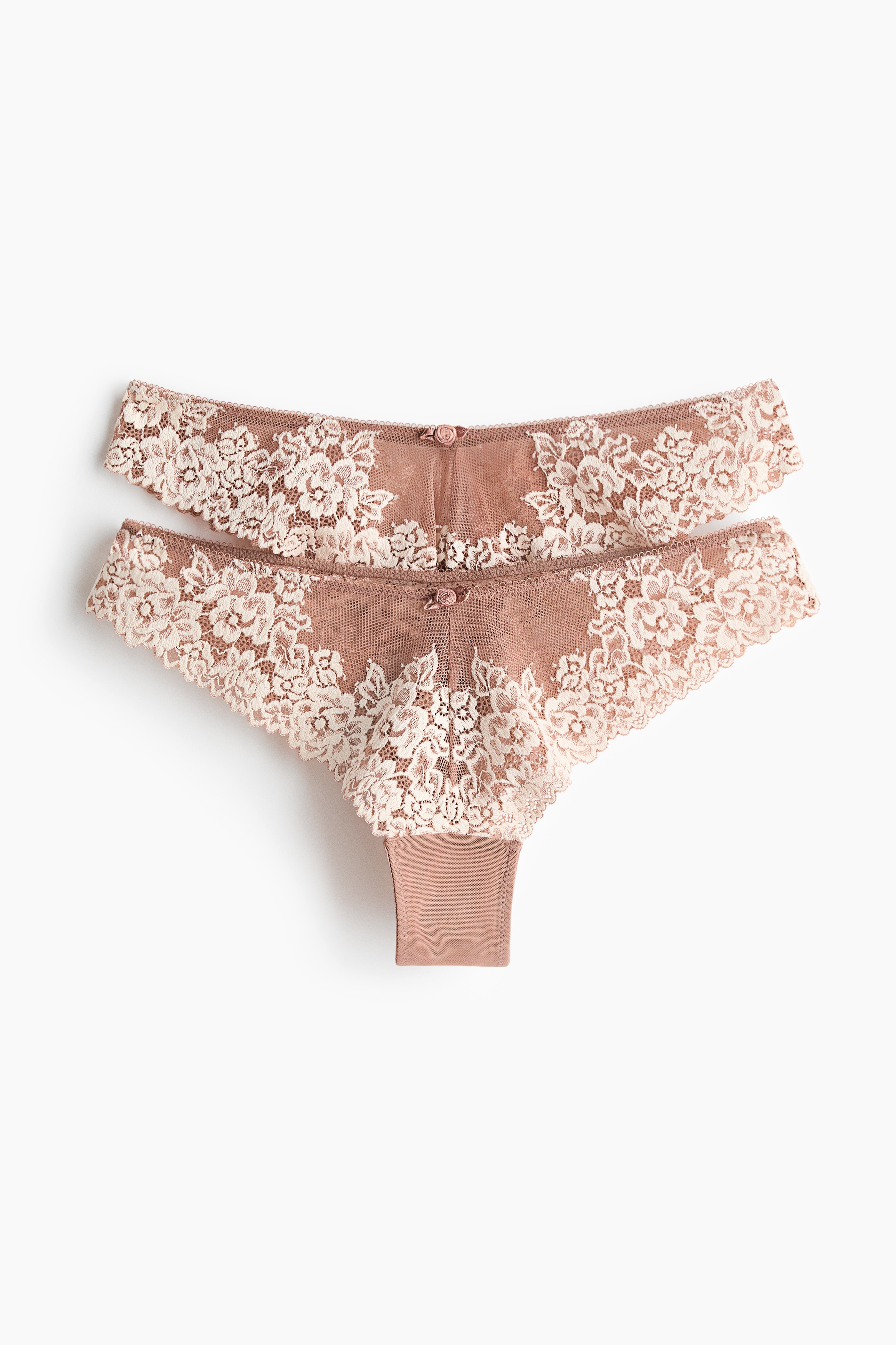 Set van 2 kanten slips - Brazilian - Lichtbruin/Zwart/roomwit/Lichtblauw/roomwit/Cream