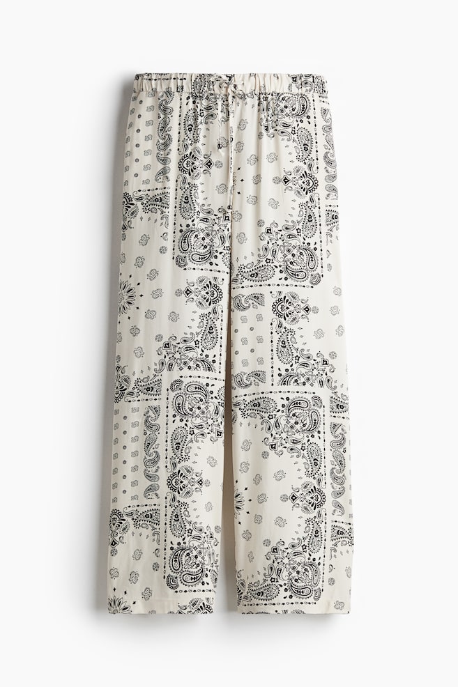 Pantalon large avec cordon de serrage - Crème/motif cachemire/Brun - 1