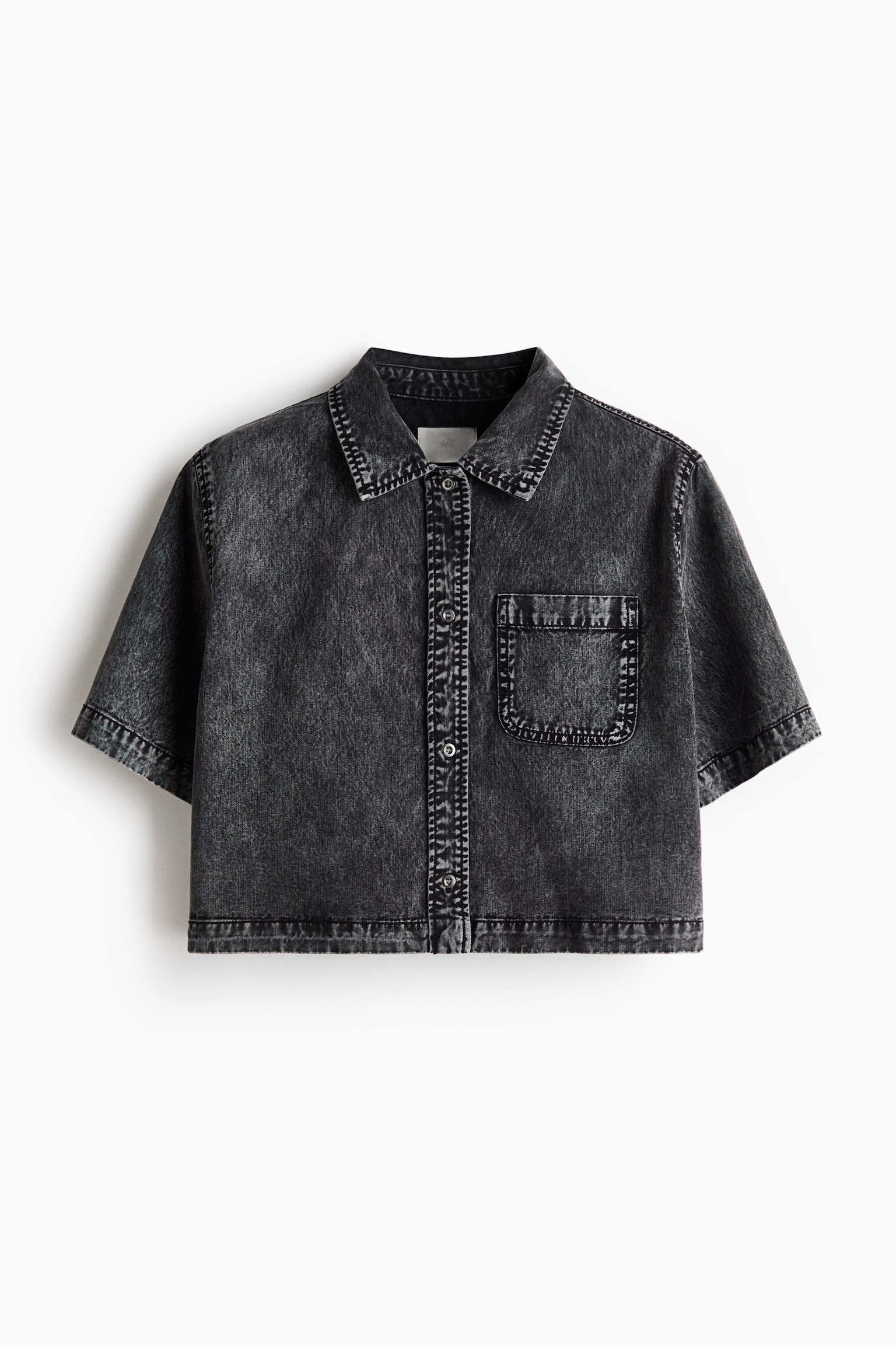 Boxy denim shirt - Denim grey/Powder pink - 2