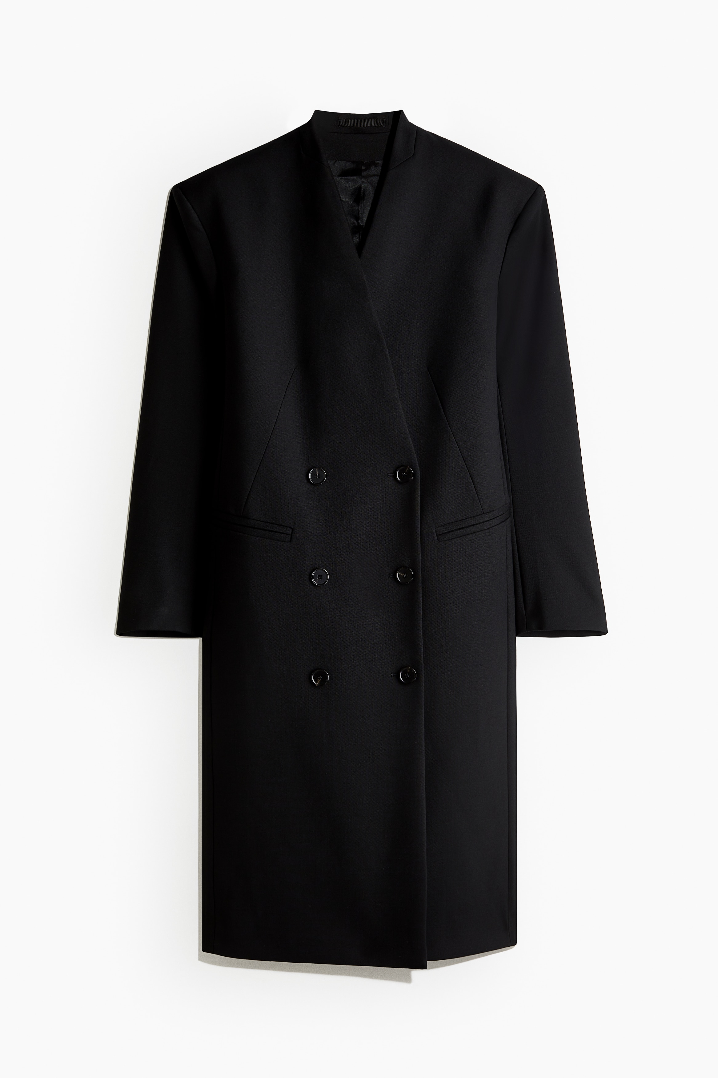 Abrigo blazer en mezcla de lana - Negro