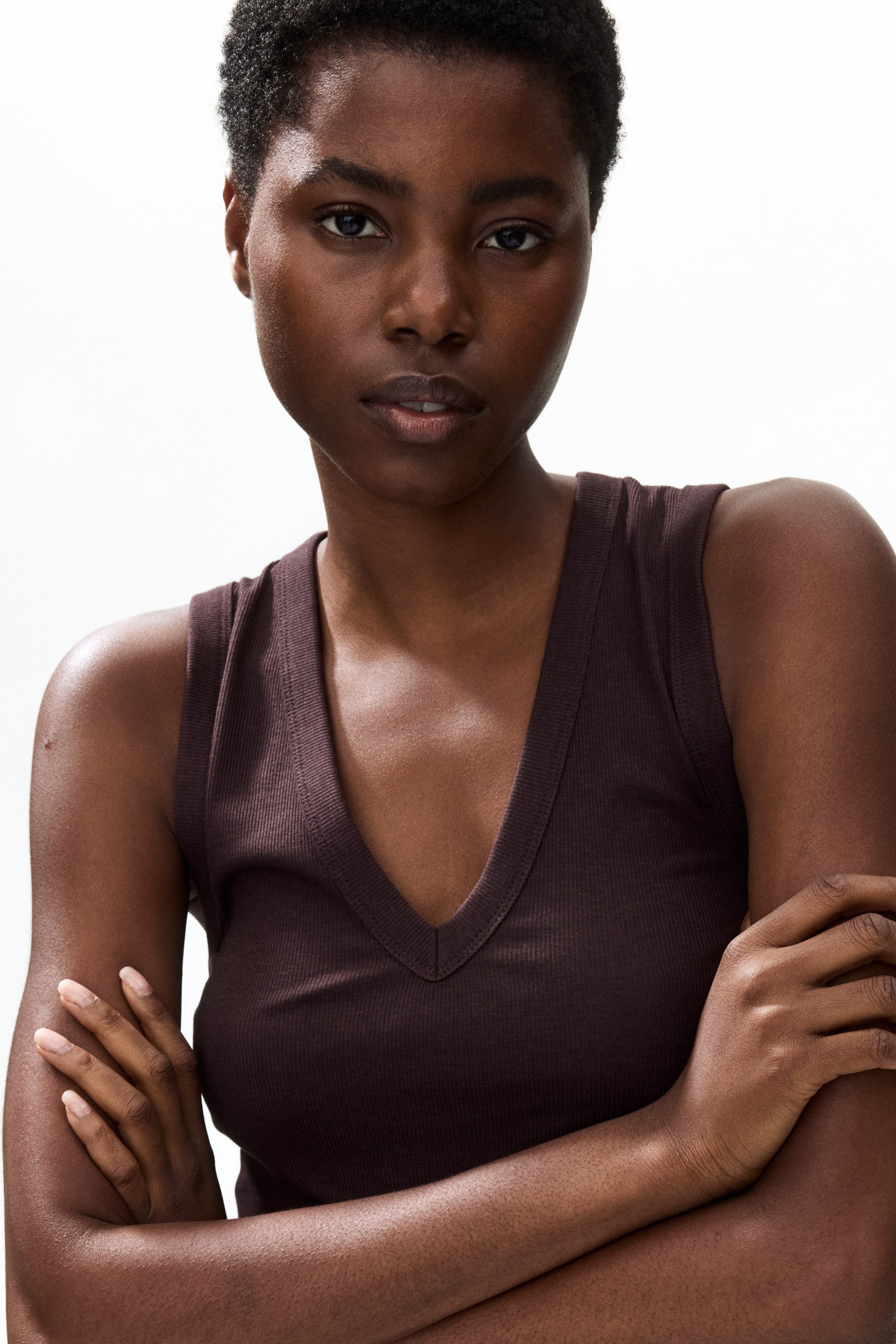 View larger image: Ribbed vest top - Dark brown - Ladies | H&M GB 1