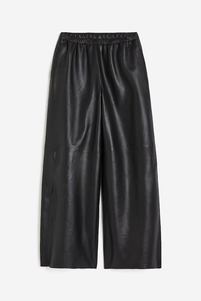 Wide leather trousers - Black/White - 2
