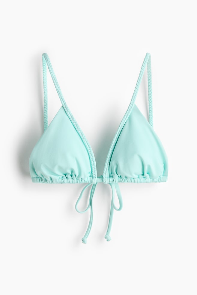 Wattiertes Triangel-Bikinitop - Helltürkis/Rot/Blau/Dunkelbraun - 1