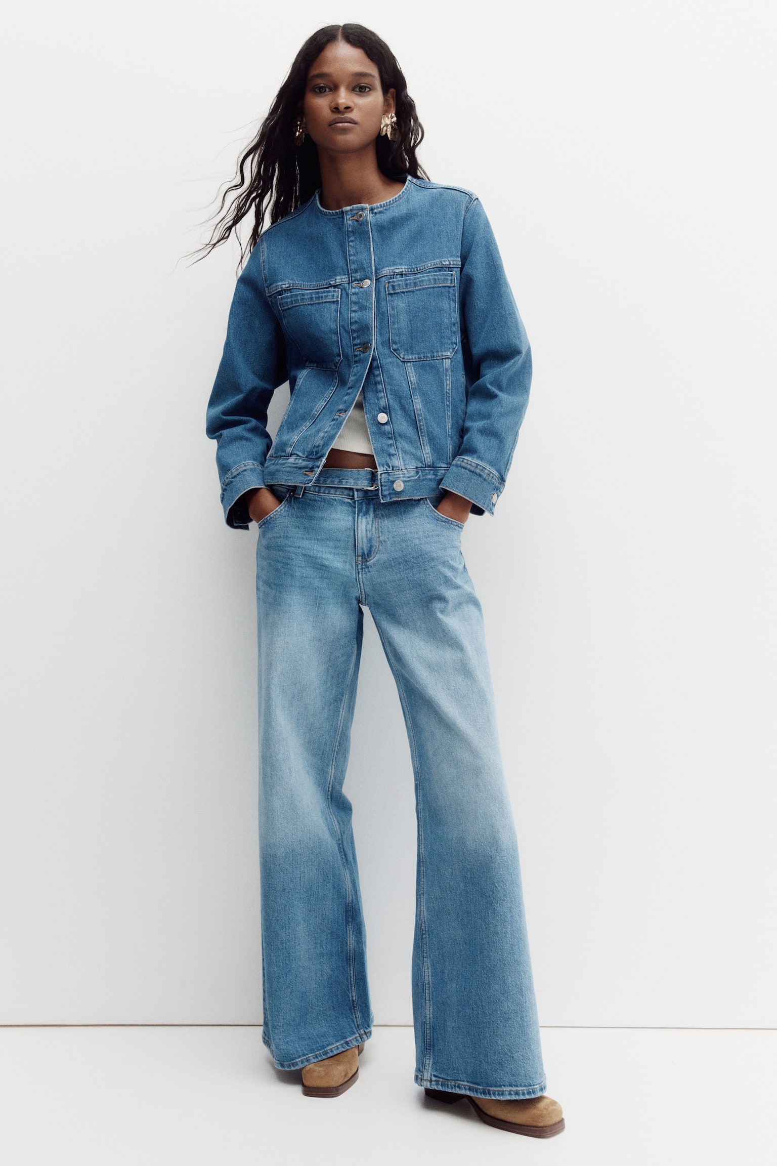 Wide Ultra High Jeans - Svetla teksas plava/Crna - 6