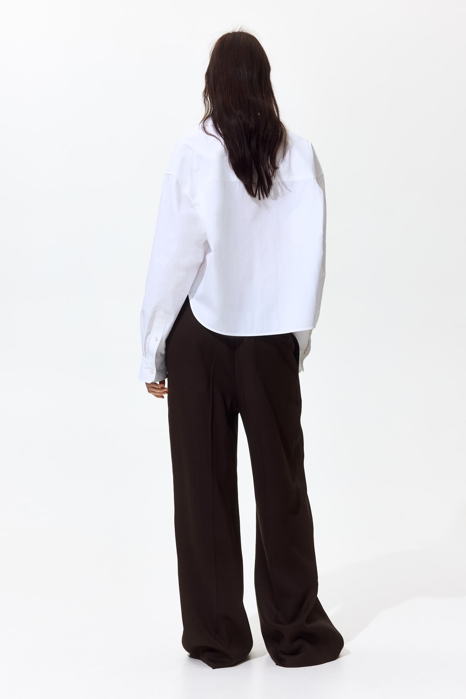 מכנסיים רחבים מתערובת פשתן - חום כהה/בז' בהיר/בורדו/טורקיז מאובק - 5