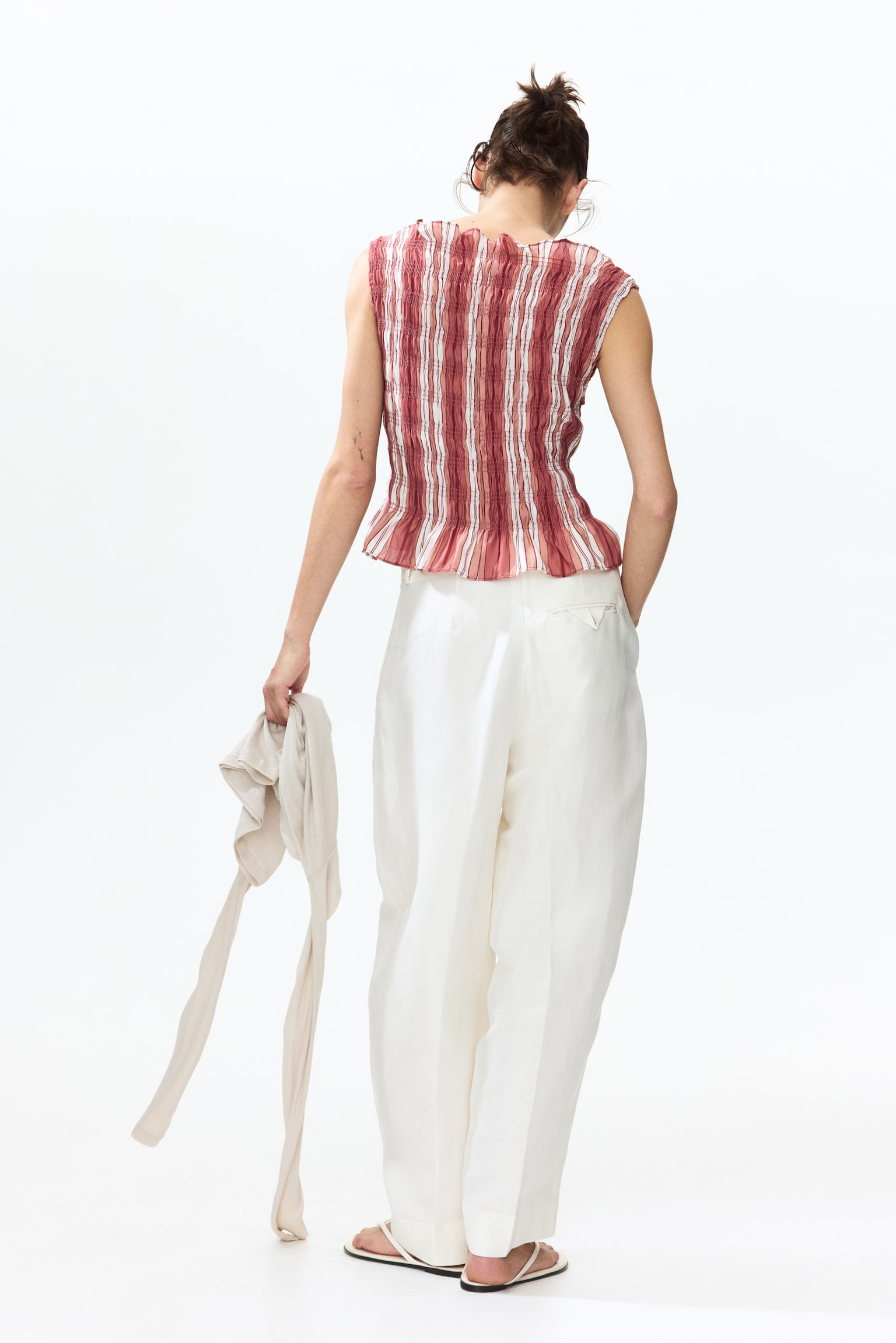 Top smocké en viscose-Rouge/rayé - 5