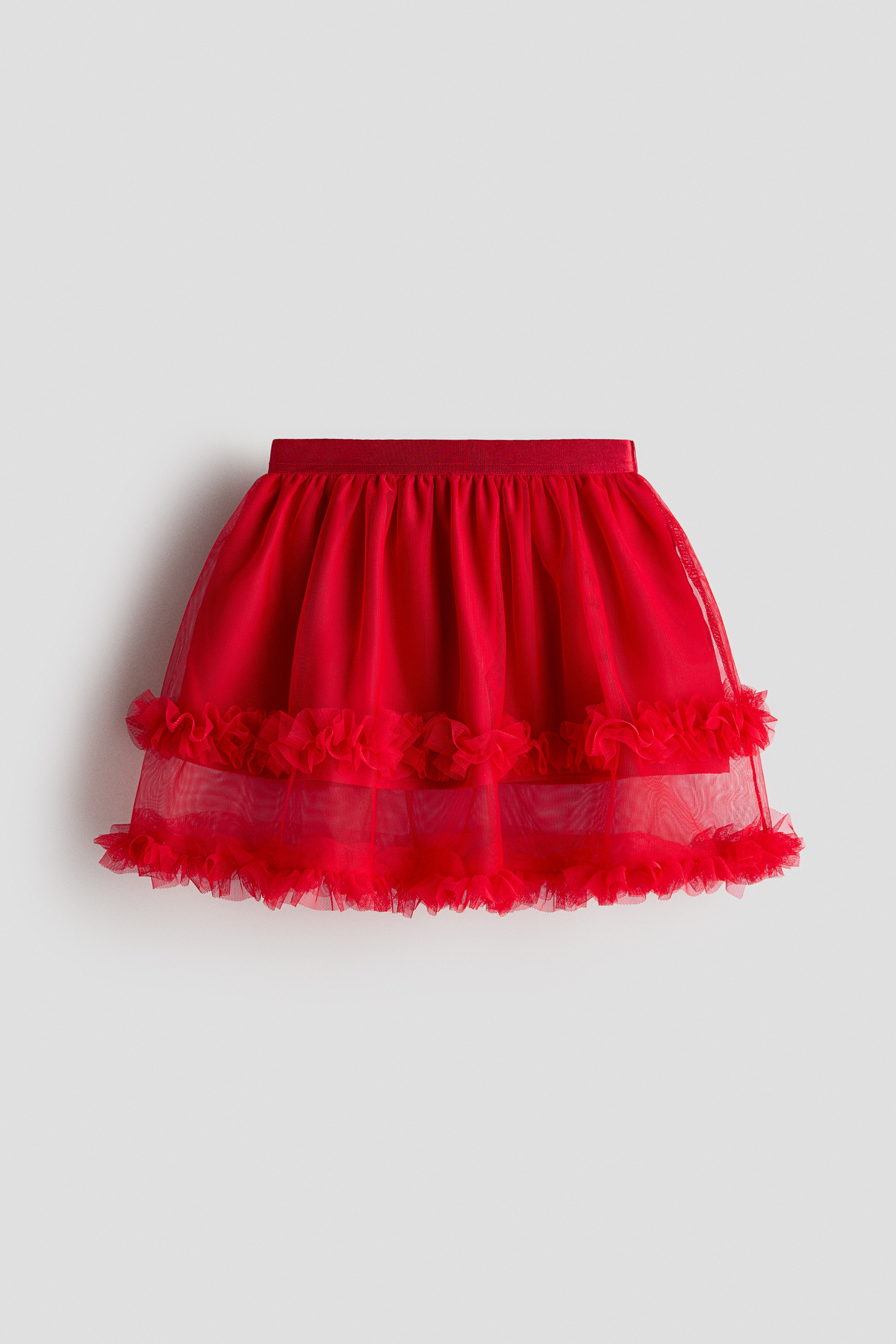 Frill-trimmed tulle skirt - Red