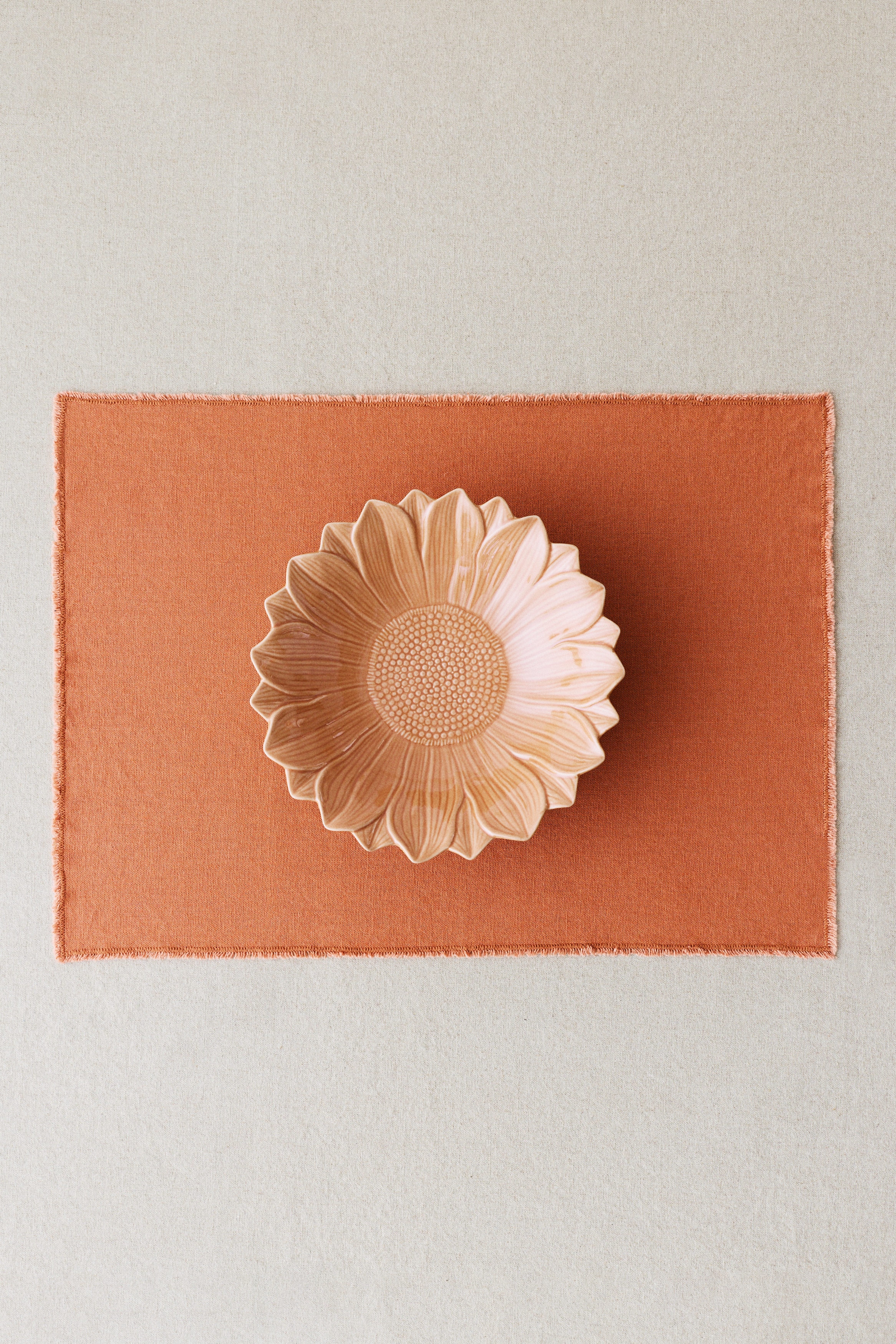 2-pack linen-blend place mats - Orange/Light beige/Dark grey