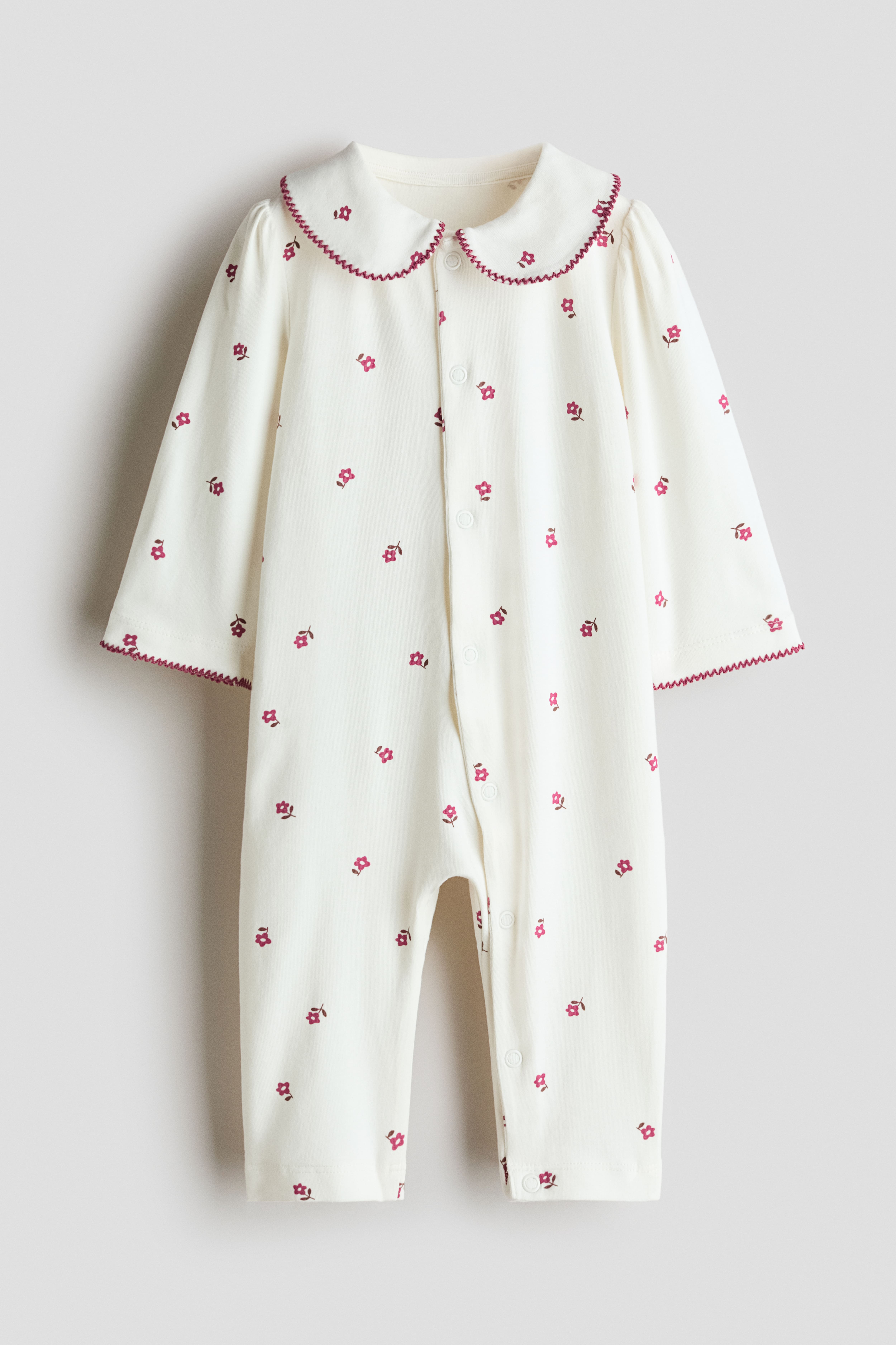 Cotton Pajama Jumpsuit with Collar