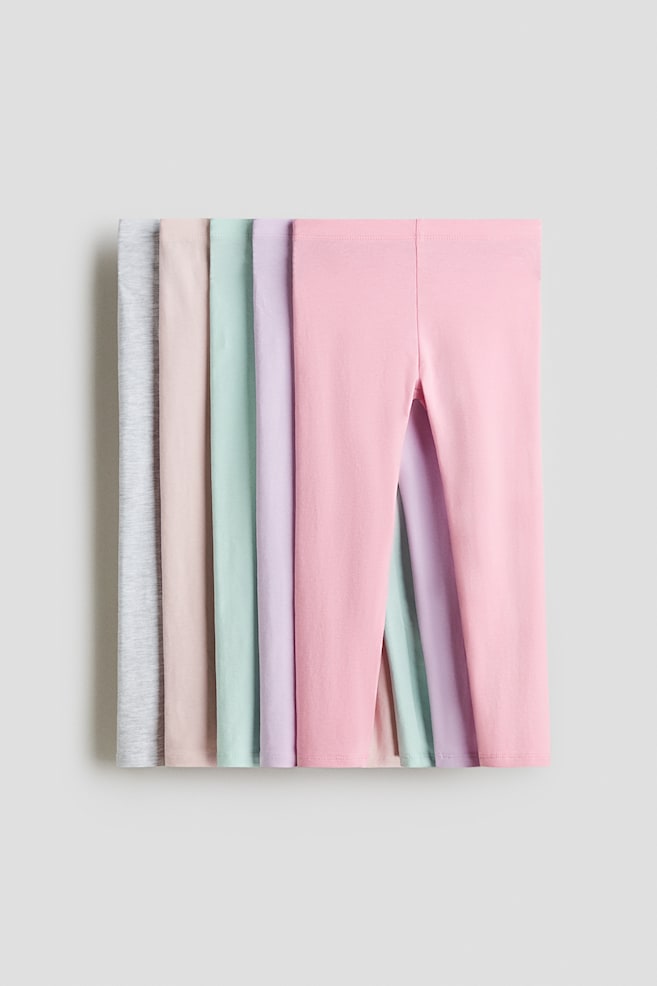 5-pack jersey leggings - Pink/Light purple/Black/Pink/Light green/Black/Hearts/Dusty pink/Dark red/Pink/Yellow/Light pink/Cherries/White/Polka dot/Grey/Pink/Light purple/Mint green - 1