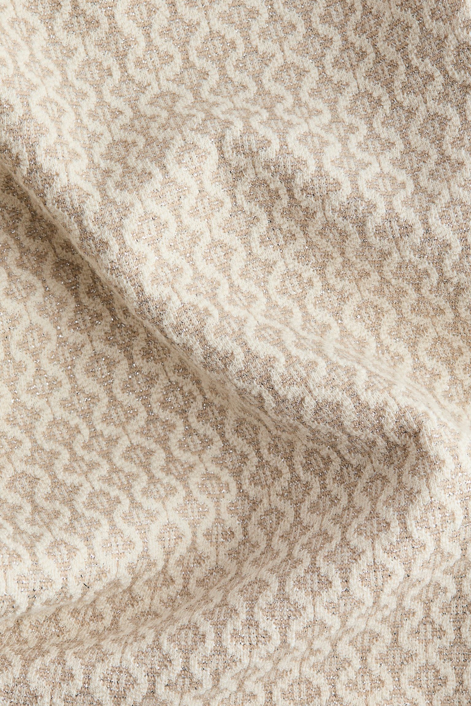 Детское платье H&M Puff-Sleeved Jacquard Jersey, цвет: Бежевый — фото 2