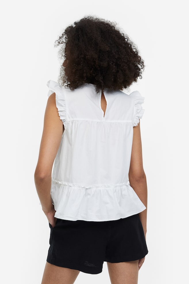 Flutter-sleeved top - White/Black - 6