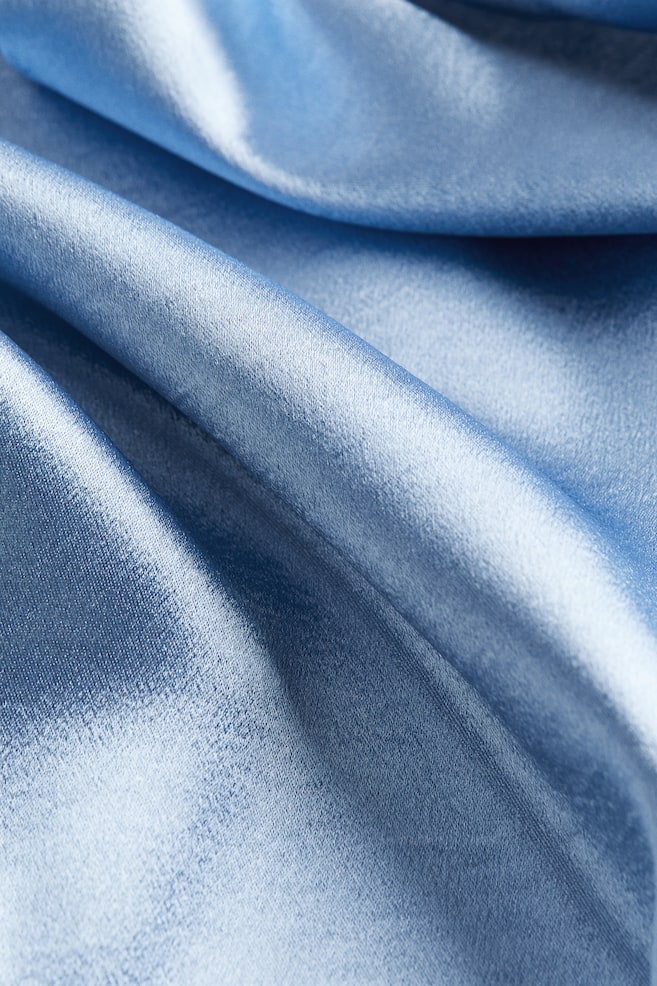 Robe en satin à effet ruché - Bleu clair/Crème - 3