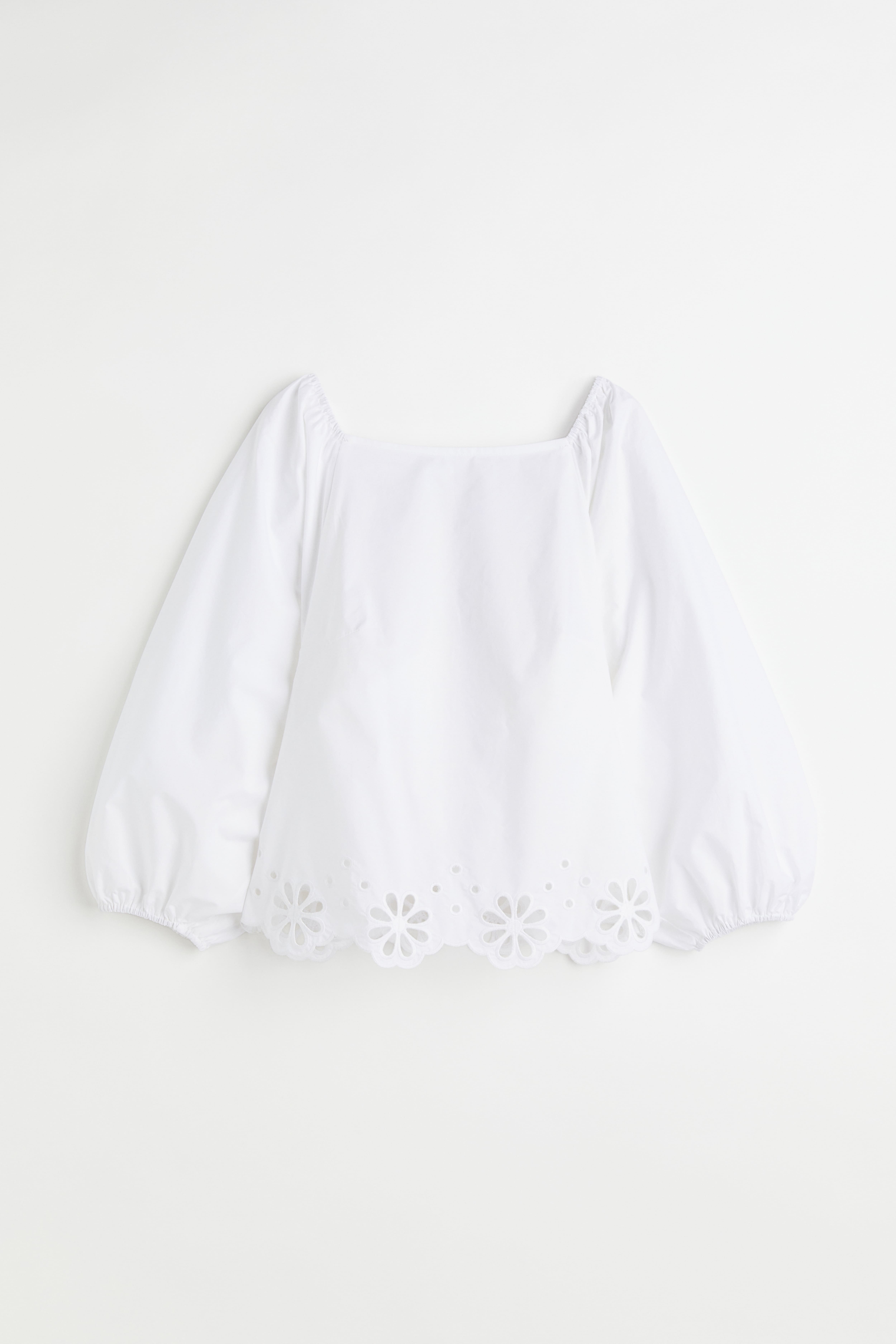 Blouse with Eyelet Embroidery White Ladies H M CA