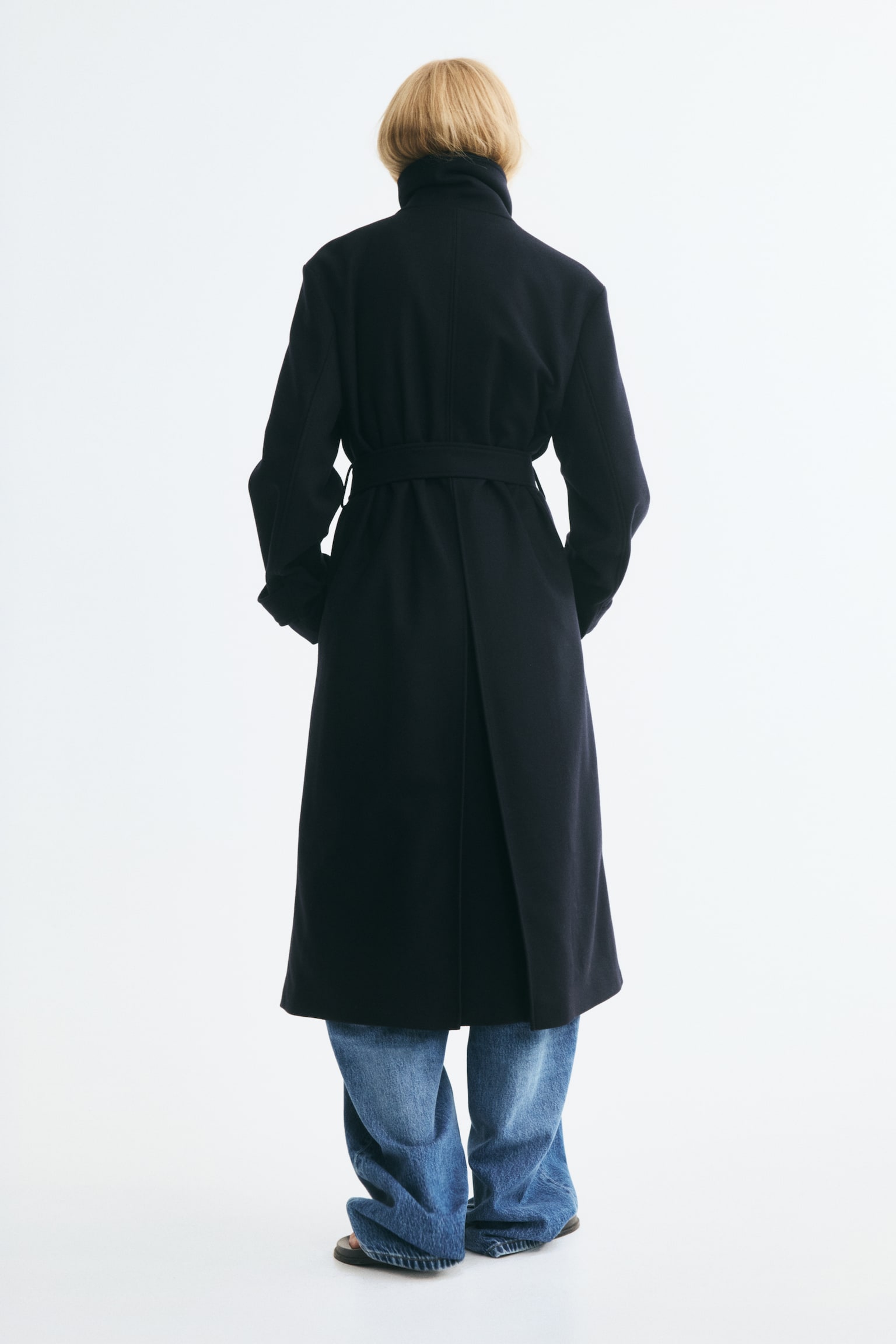 Женское пальто H&M Double-breasted wool-blend, цвет: Тёмно-синий — фото 7