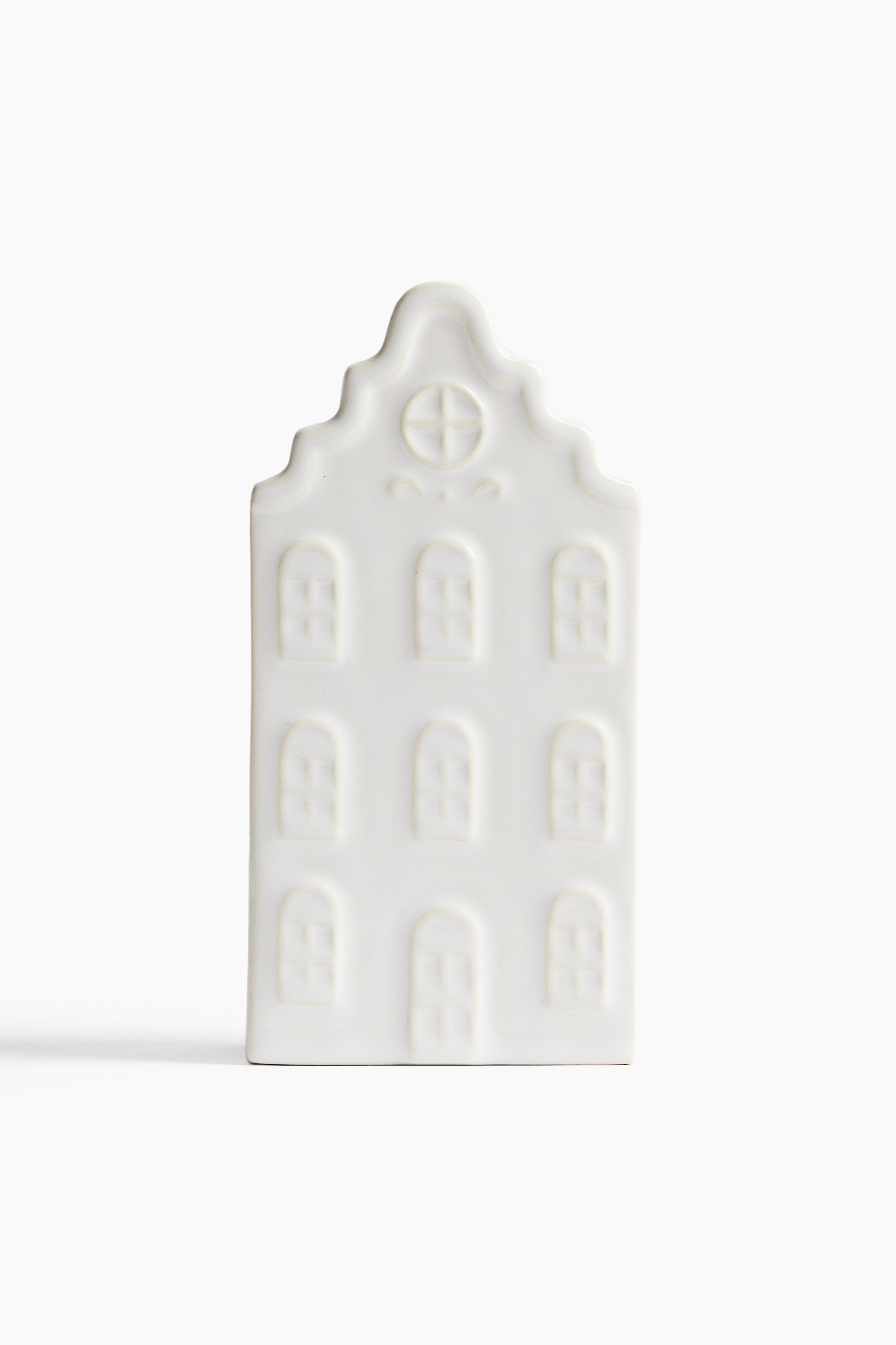 House-Shaped Stoneware Holiday Decoration - White