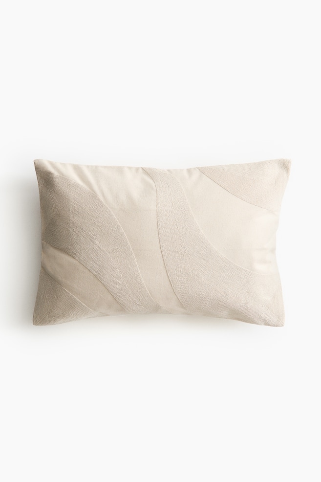 Embroidered cushion cover - Light beige/Light dusty pink - 1
