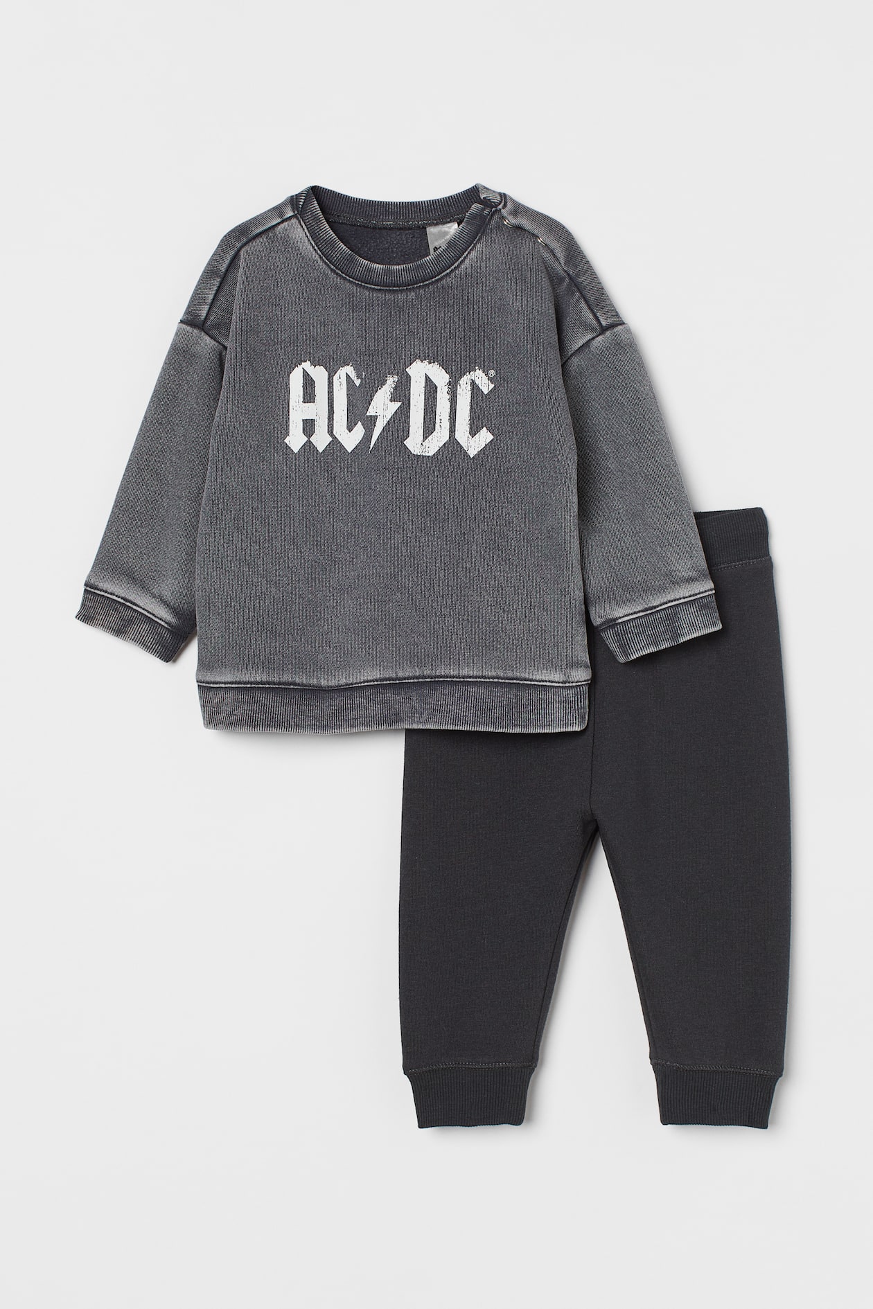 2-piece set - Crew-neck - Long sleeve - Dark grey/AC/DC - Kids | H&M GB
