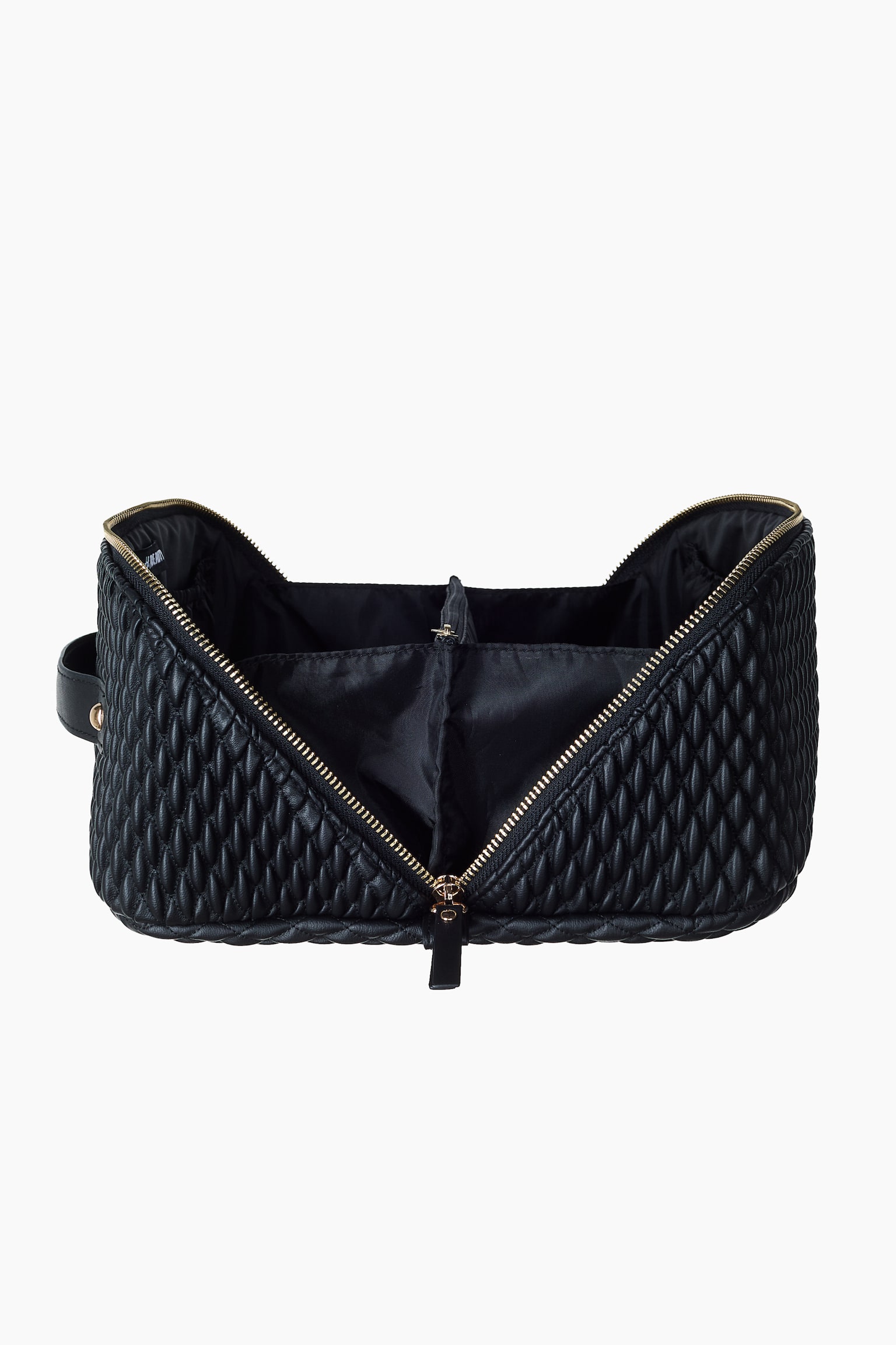 Pikowana pudełkowa kosmetyczka - Black/Light beige - 2