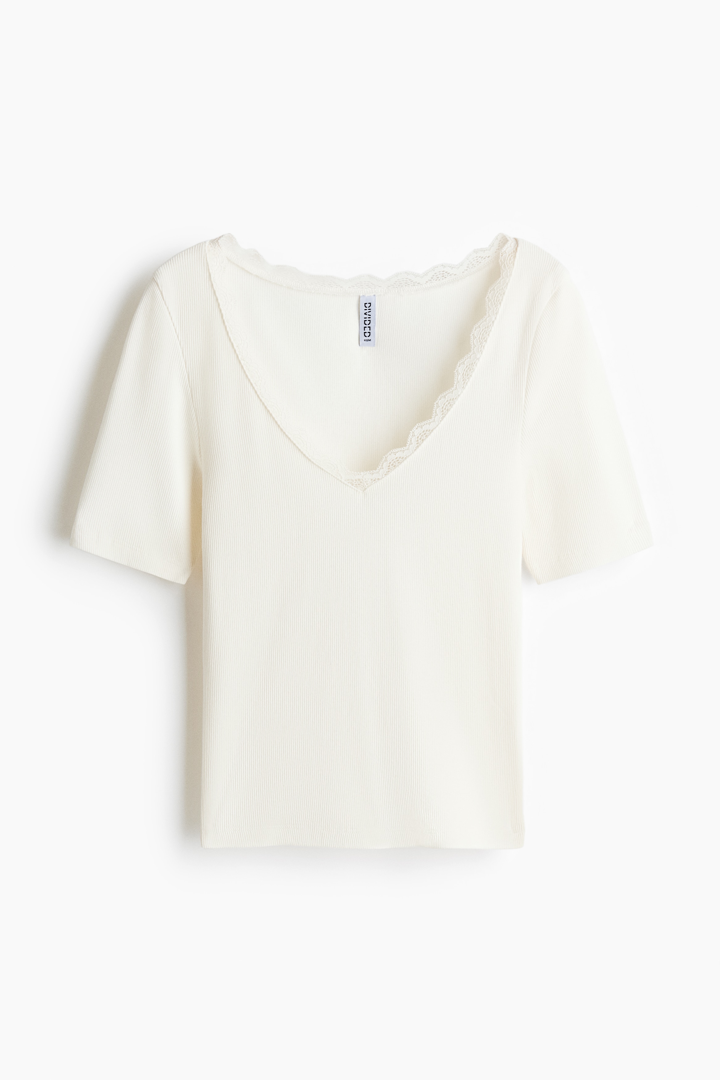 Top in maglia a costine - Bianco/Rosa