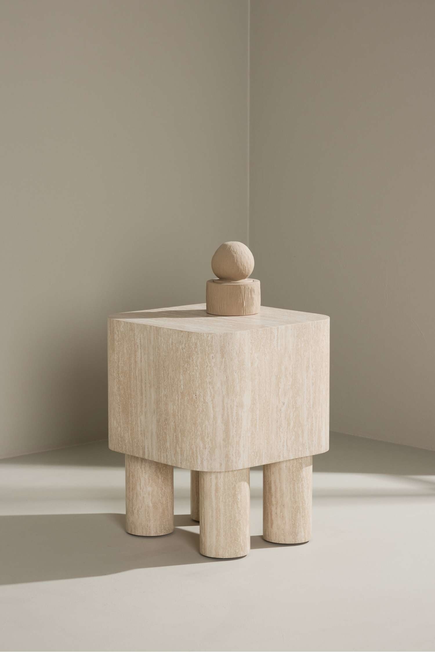 Klirou Side Table - Mdf, Beige