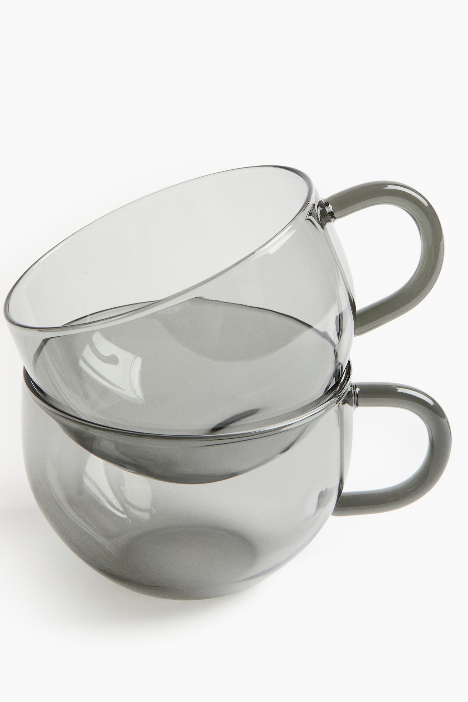 2-pack glass mugs - Grey/Clear glass - 3
